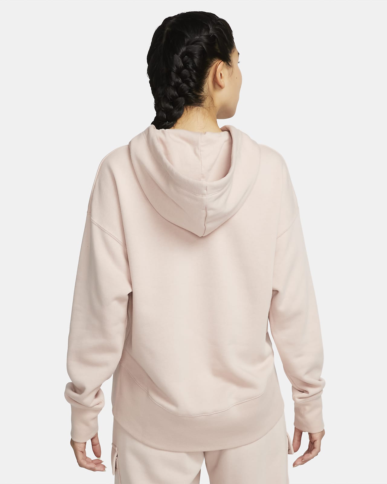nike oversized hoodie in off white with drawcord
