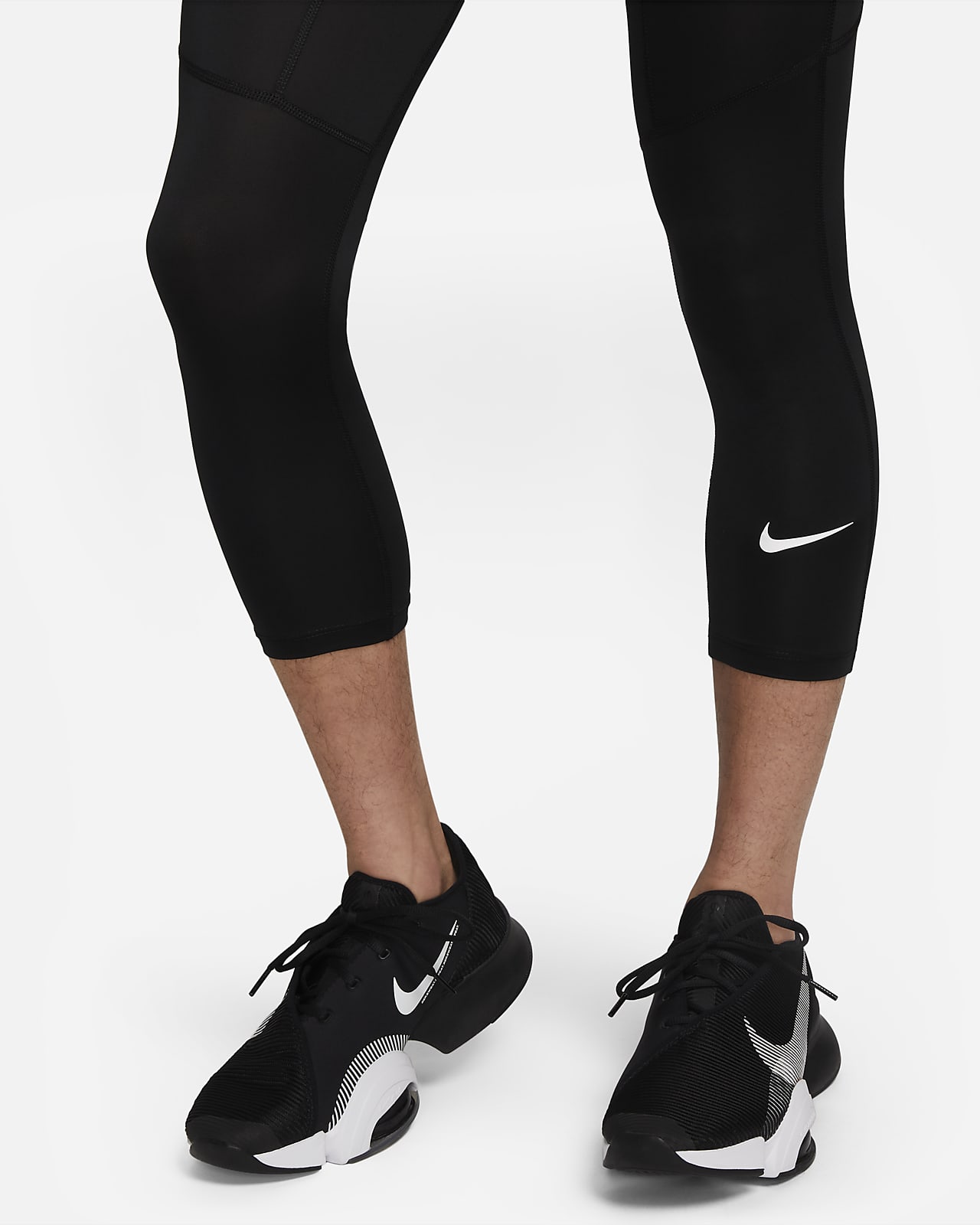 Nike Pro Men' Black/White Dri-FIT 3/4 Fitness Pockets Tights (FB7950-010)  Size M