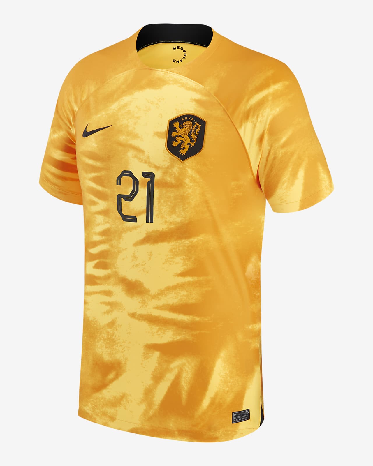 Netherlands National Team 2022/23 Stadium Home (Frenkie de Jong) Men's Nike  Dri-FIT Long-Sleeve Soccer Jersey.