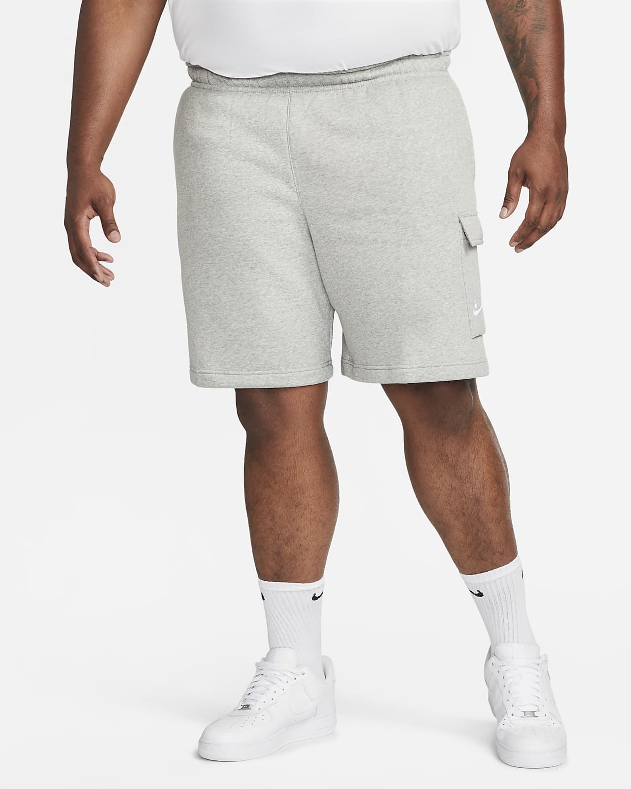 Nike Men's Standard Fit At-Knee Length Khaki Cargo Sweat Shorts  (CZ9956-250) (Large) 