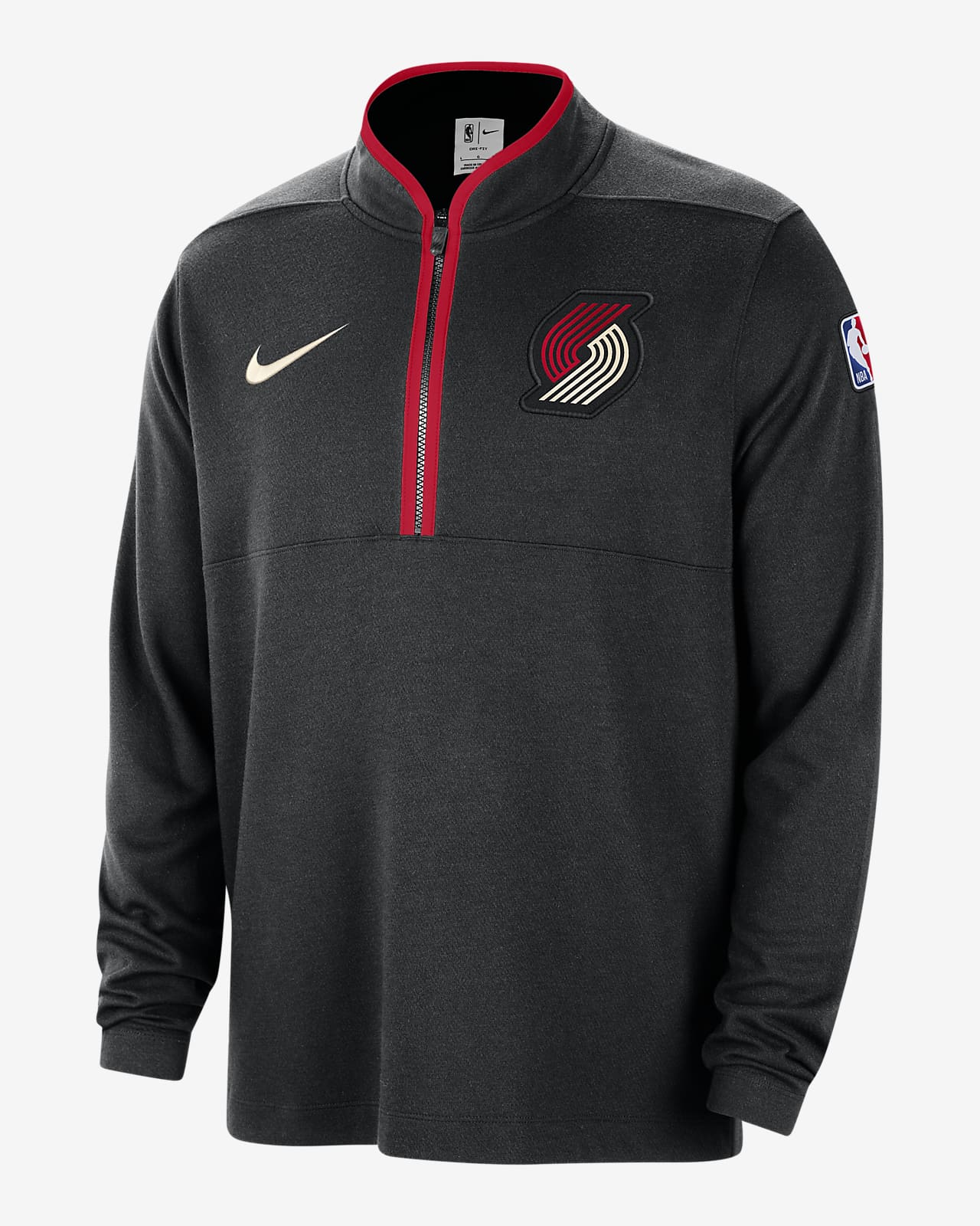 Portland Trail Blazers 2023/24 City Edition Nike Men's Dri-FIT NBA 1/2-Zip Long-Sleeve Top in Black, Size: Small | FD9192-010