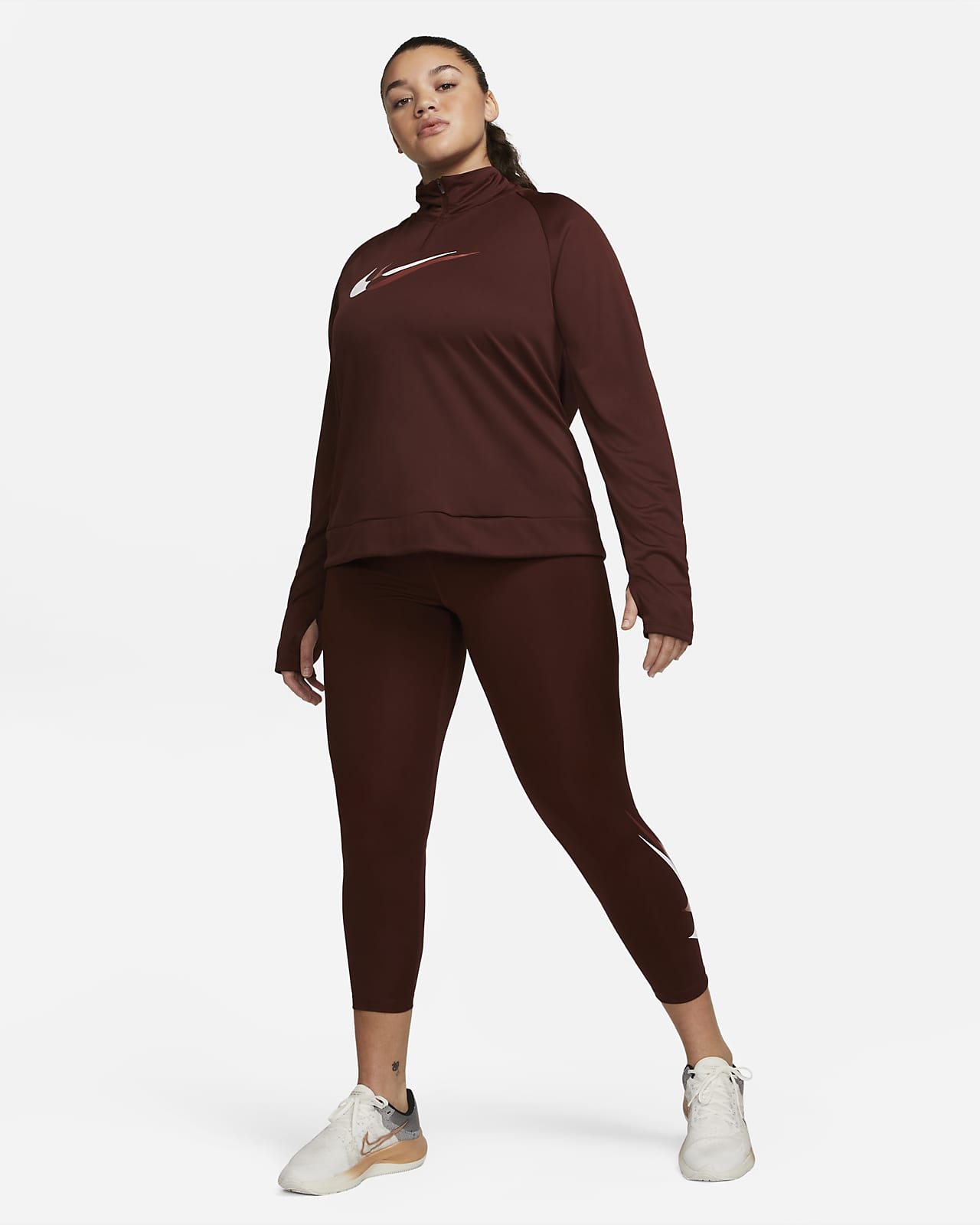 Nike Women's Swoosh Run 7/8 Mid-Rise Graphic Running Leggings in Brown -  ShopStyle Plus Size Pants