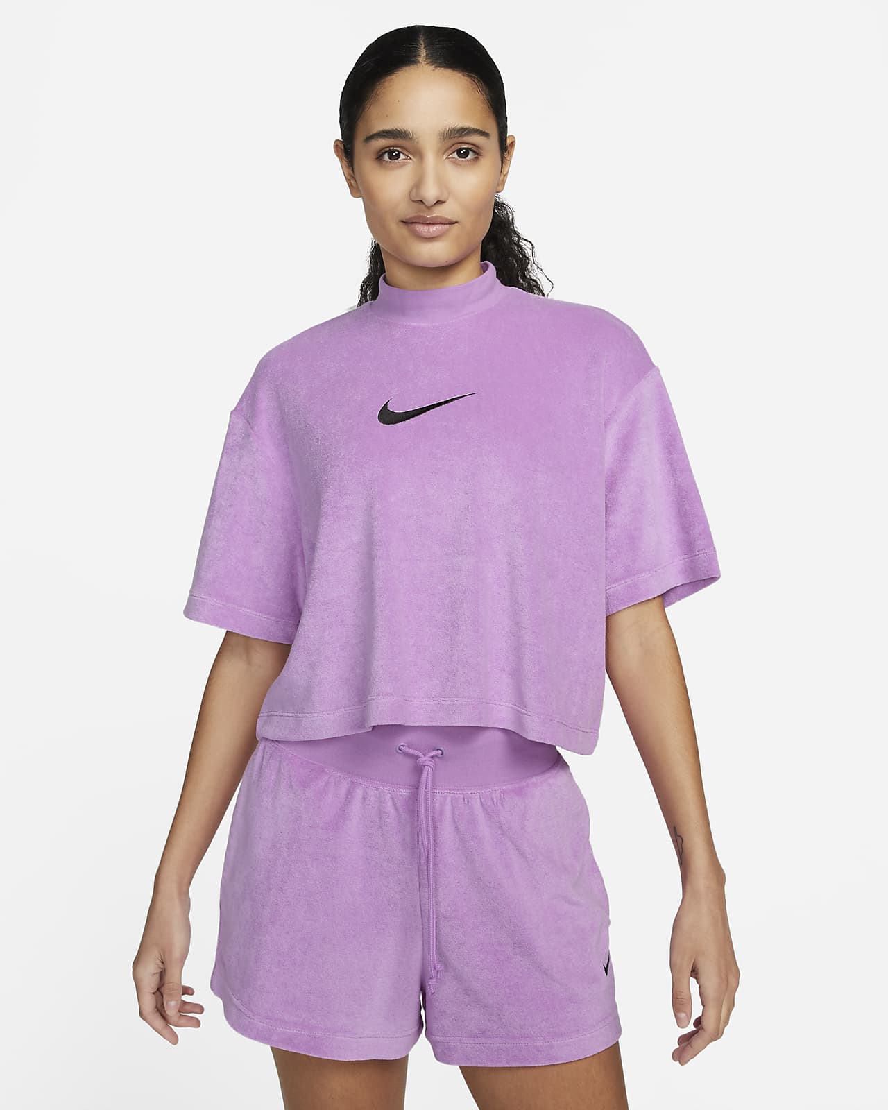 helpen mot poort Nike Sportswear Women's Mock-Neck Short-Sleeve Terry Top. Nike IL