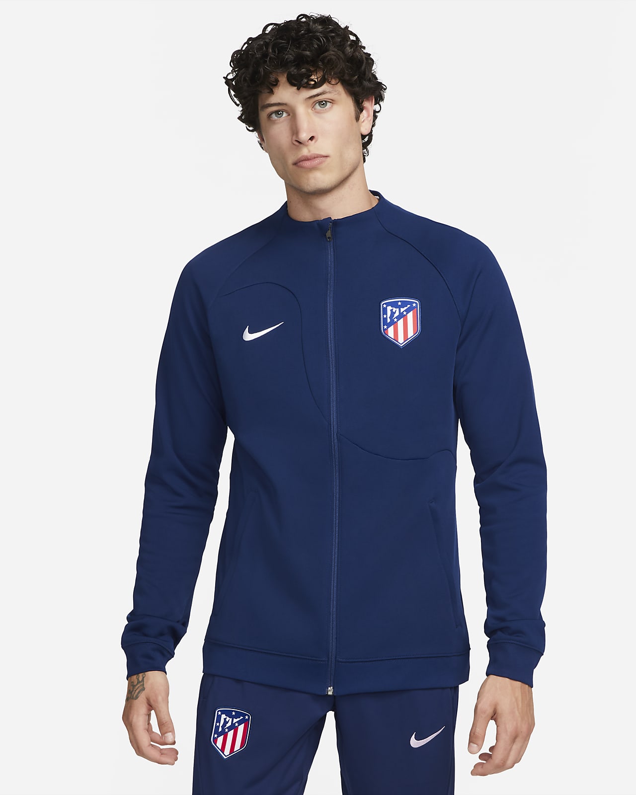 Męska dzianinowa kurtka piłkarska z zamkiem na całej długości Nike Atlético Madryt Academy Pro