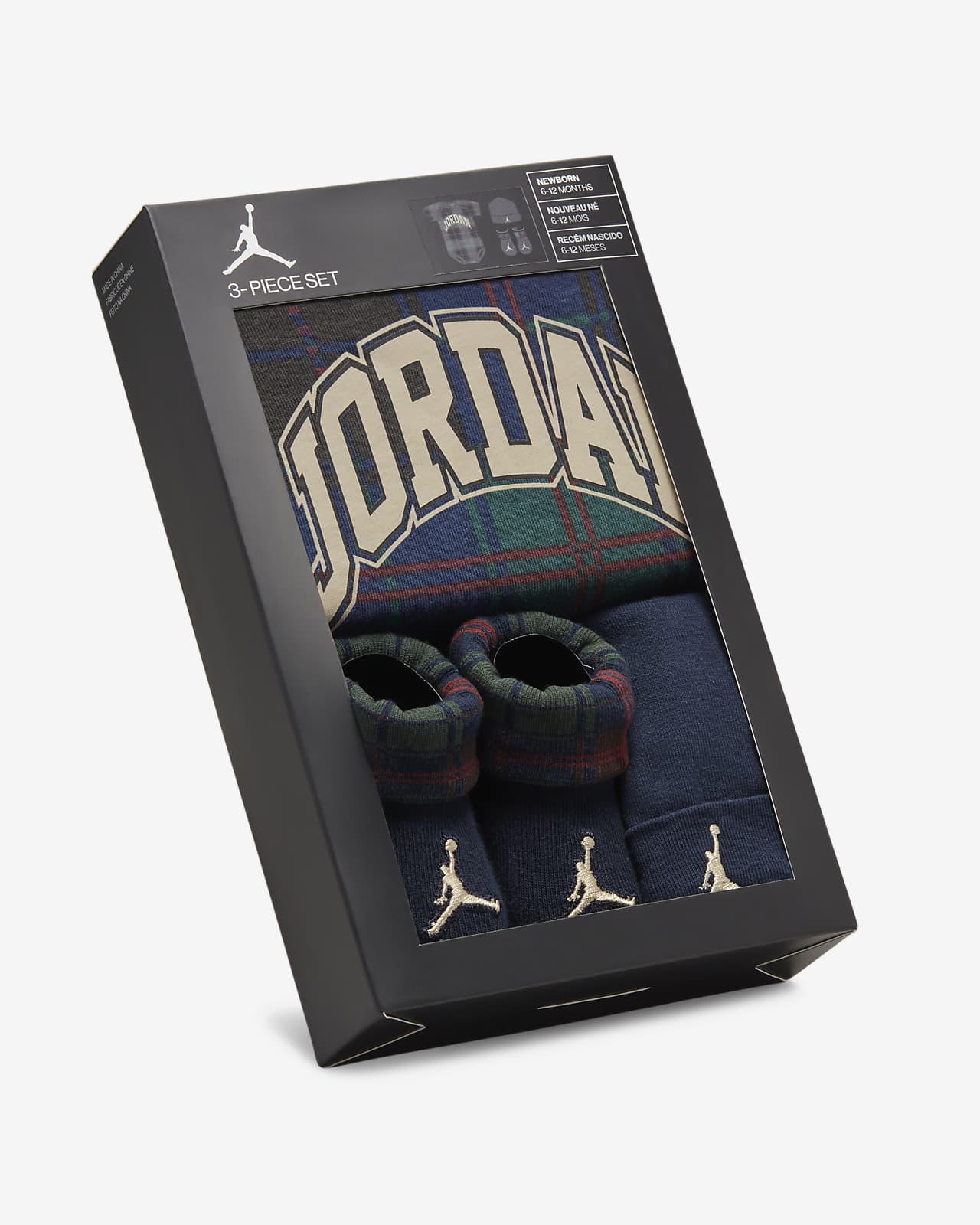 Jordan Checked Bodysuit, Hat and Booties Box Set Baby Set. Nike LU