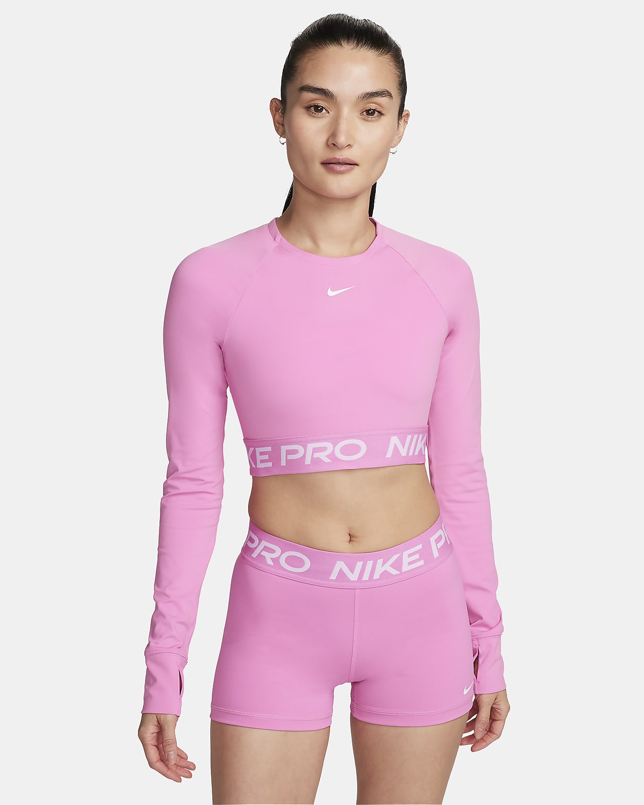 Nike Pro 365 Women's Dri-FIT Cropped Long-Sleeve Top. Nike RO