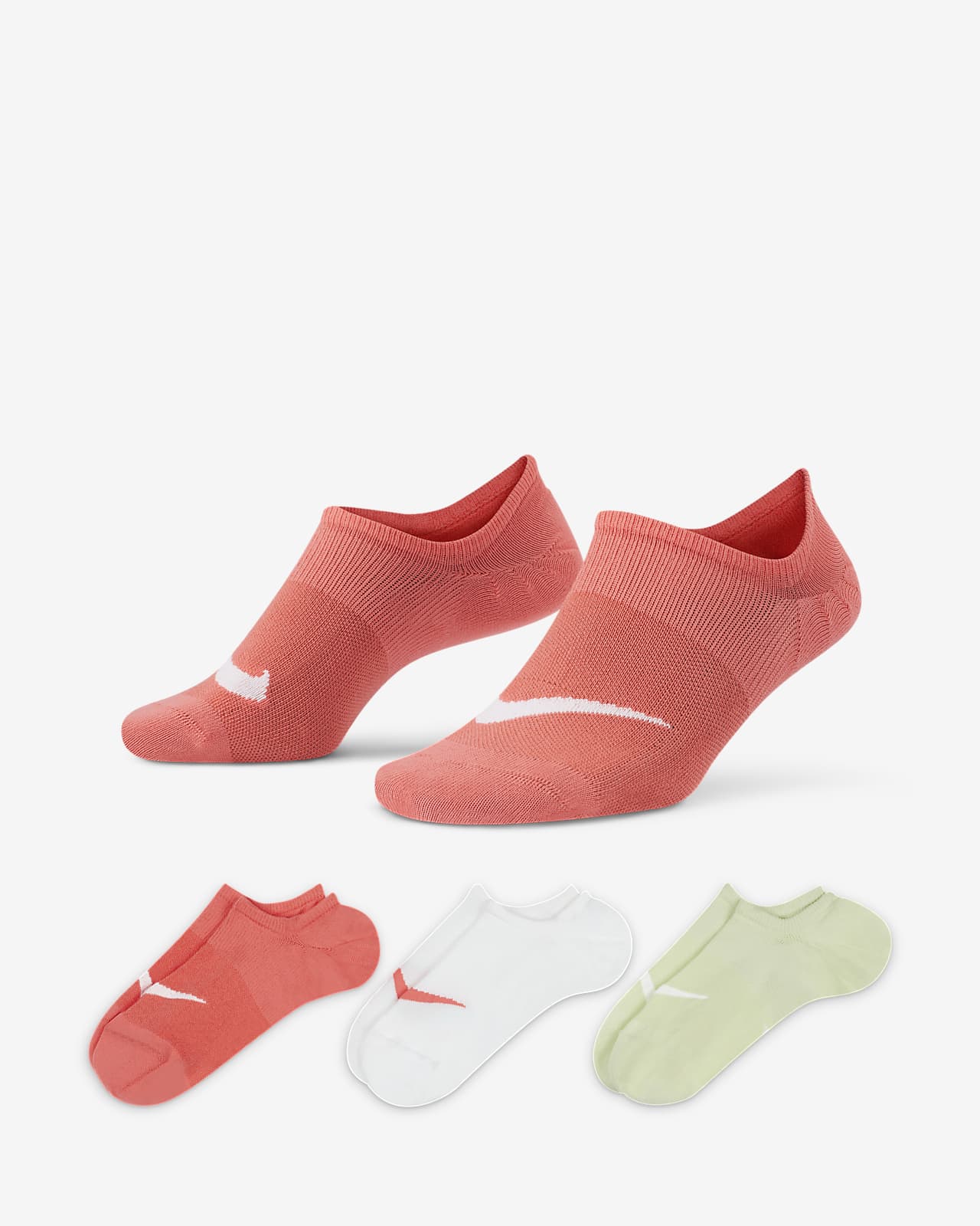 Calcetines invisibles de entrenamiento para mujer Nike Everyday Plus Lightweight (3 pares)