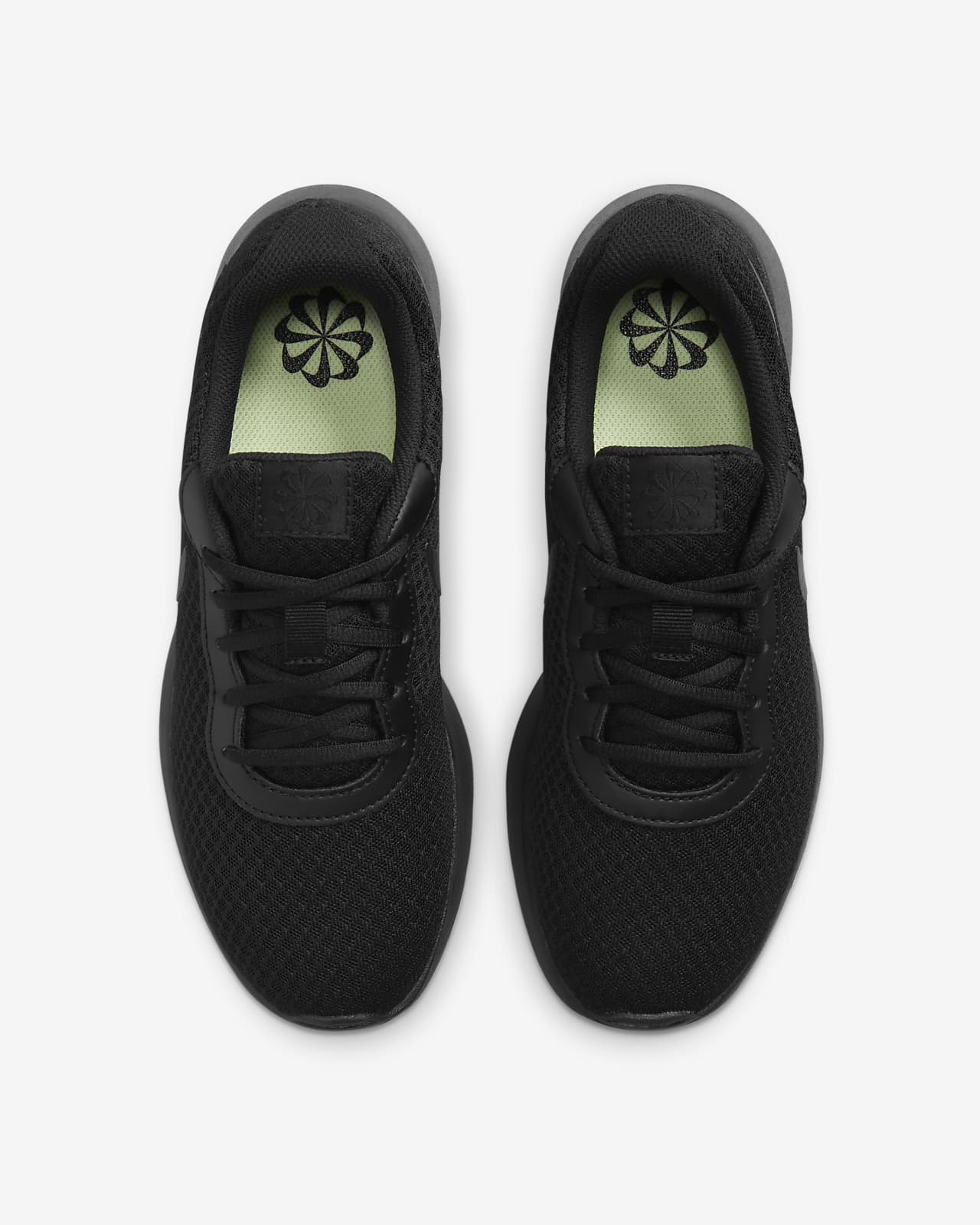 Grey Textured Sweater + Leggings + Black Nike Tanjun Sneakers