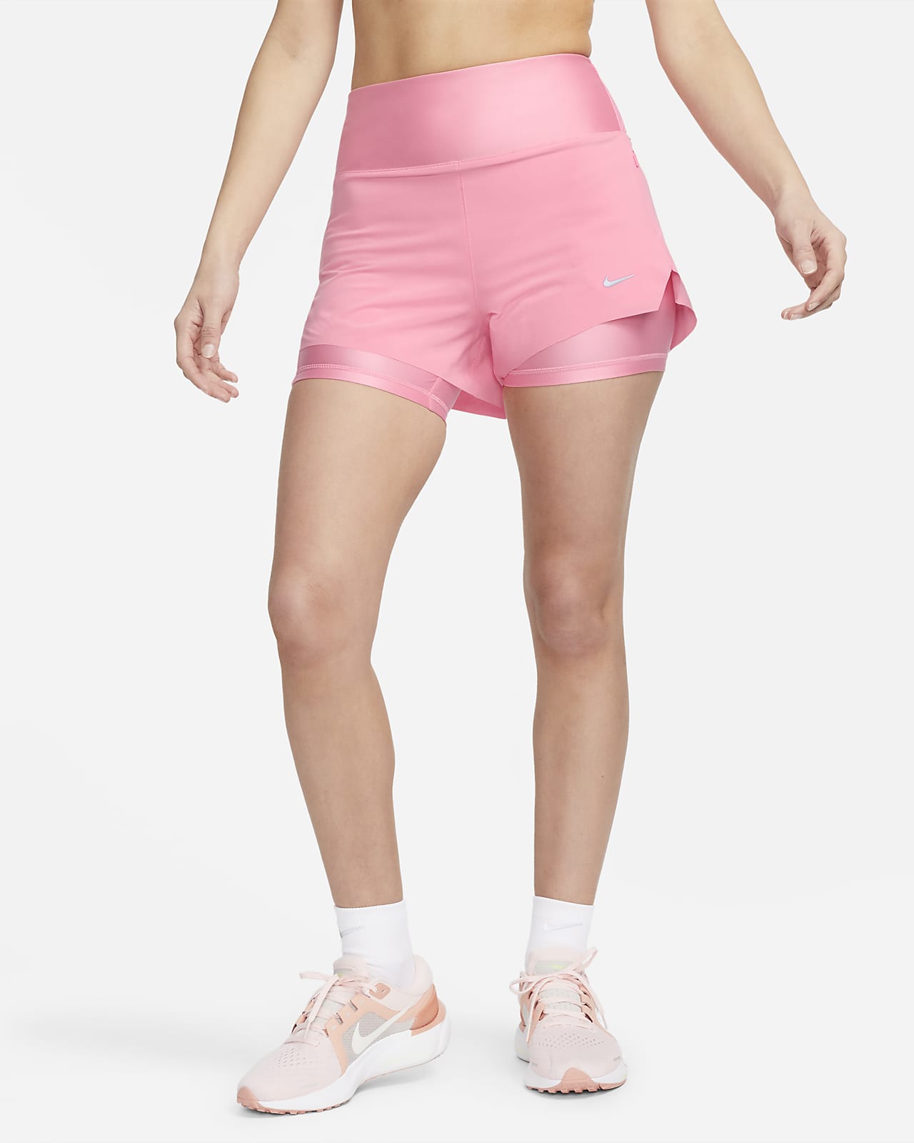 Nike Dri-FIT Swift Pantalón corto de running de talle medio 2 en 1 de 8 cm con bolsillos - Mujer