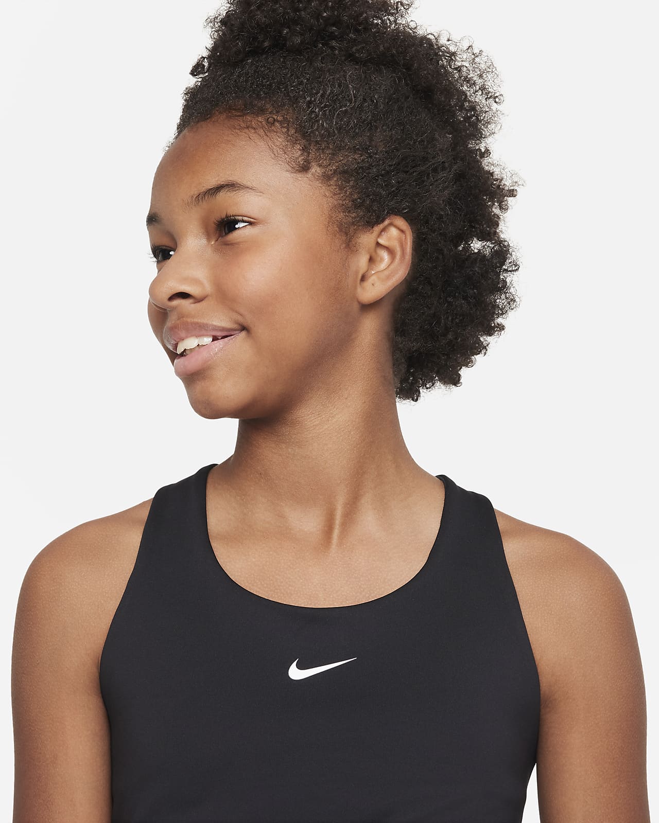 Top deportivo de niña Nike Swoosh sin relleno gris