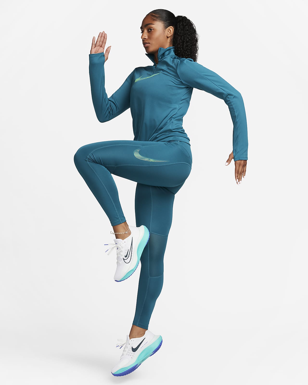 Nike Womens Dri FIT Swoosh Run Midlayer Blue