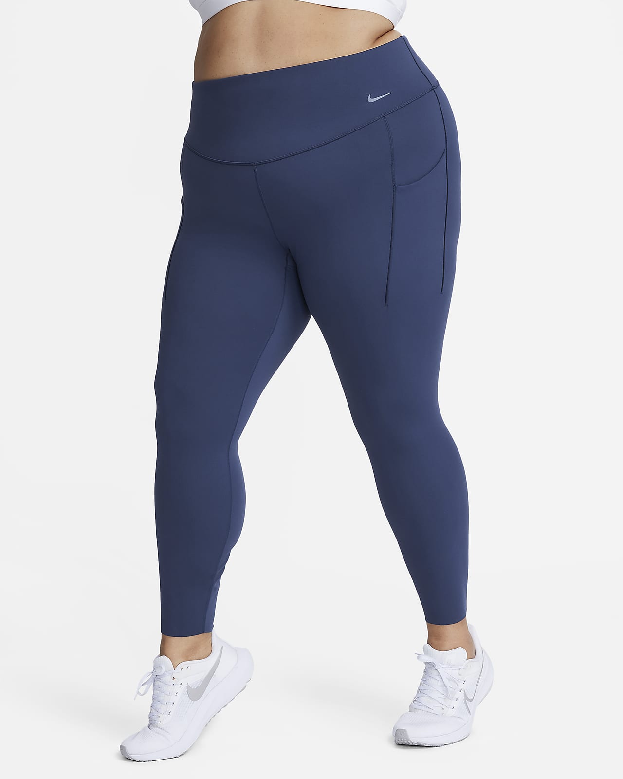Nike Women's Universa Medium-support High-waisted 7/8 Leggings With Pockets  (plus Size) In Blue