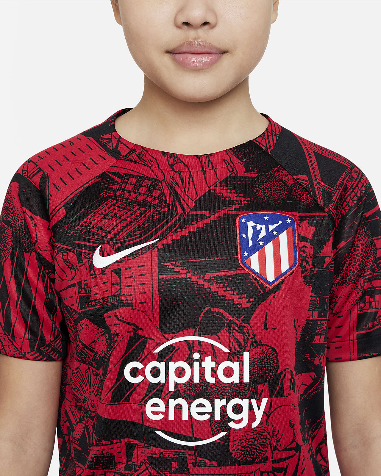 George Eliot Correspondencia Extraer Atlético de Madrid Camiseta de fútbol para antes del partido Nike Dri-FIT -  Niño/a. Nike ES