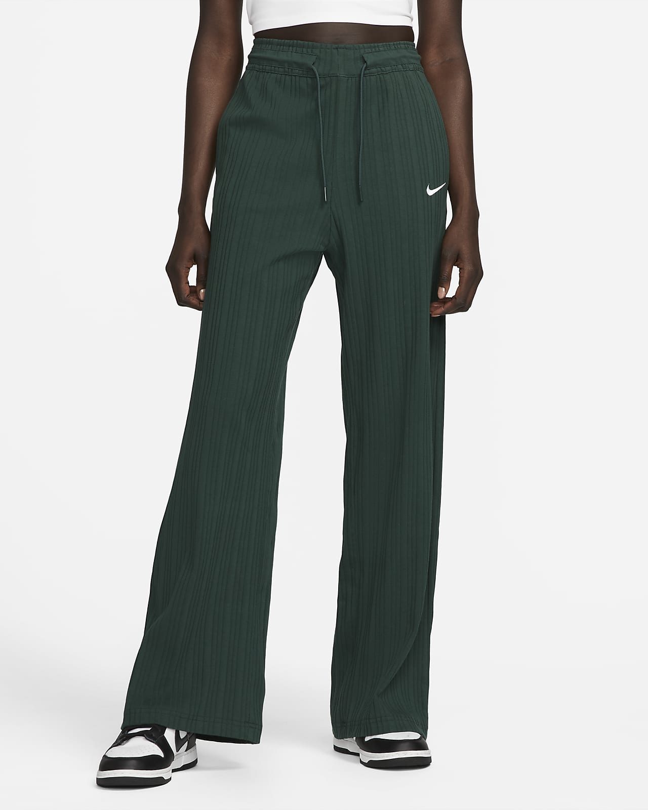 Женские брюки из рубчатой ткани джерси с широкими штанинами Nike Sportswear
