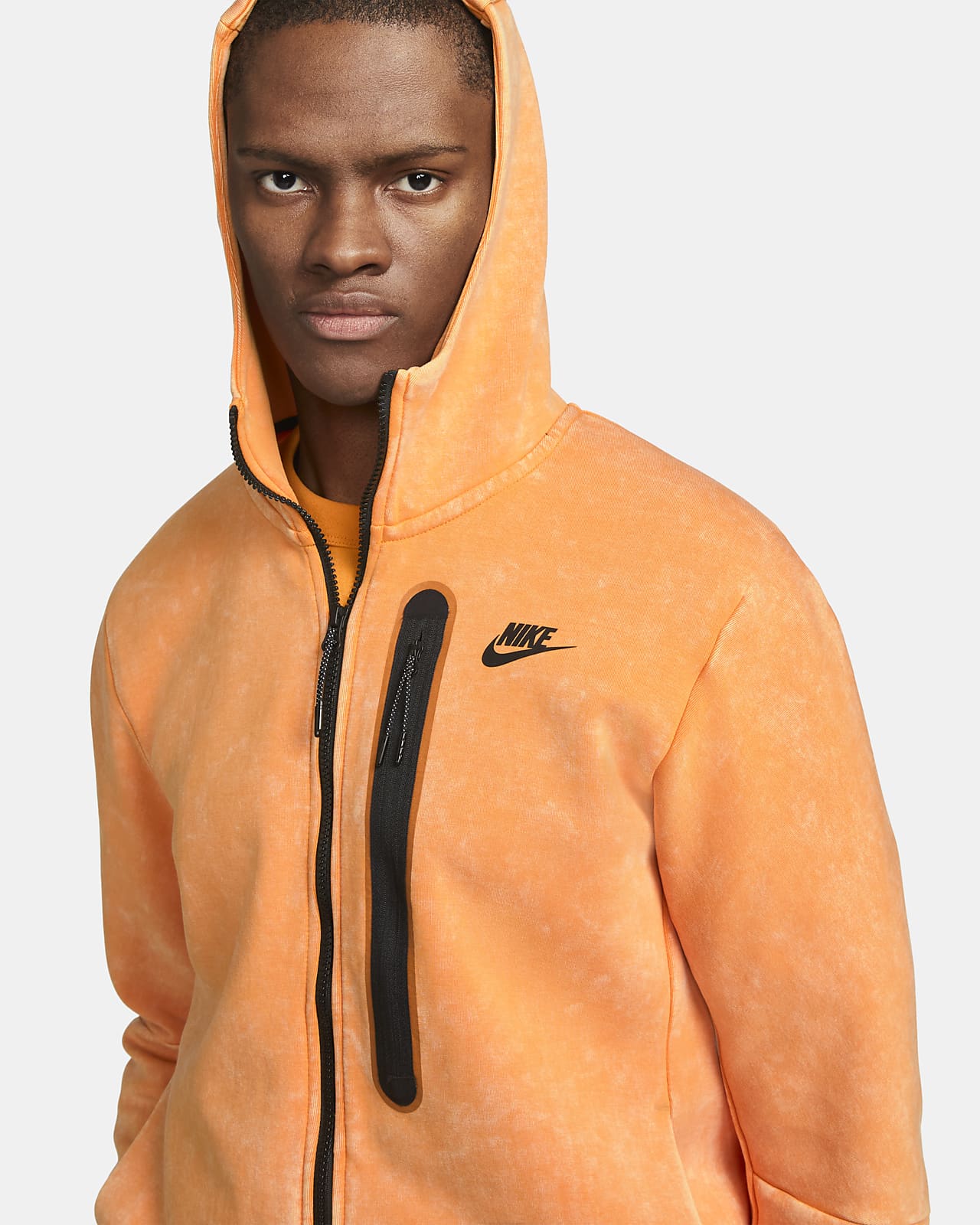 orange nike tech fleece hoodie