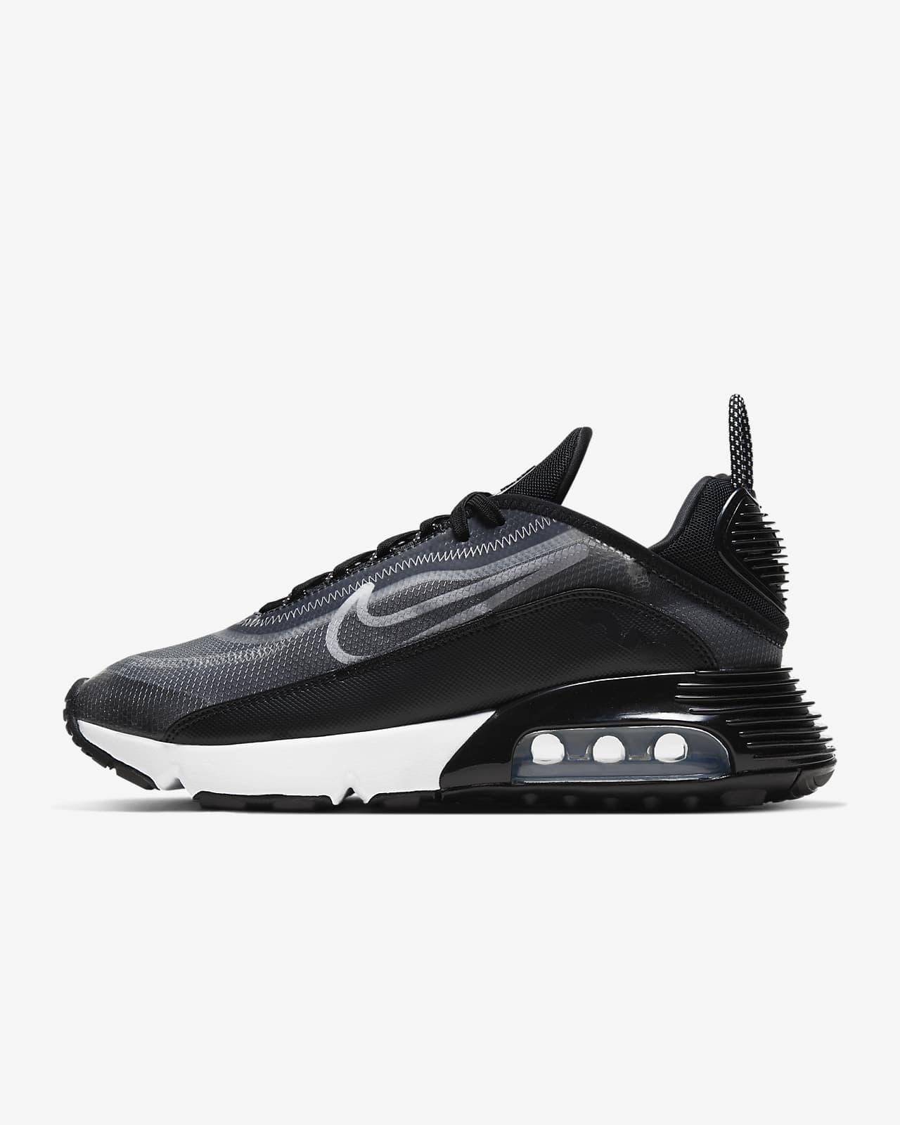 nike air max 2090 trainers in black and silver
