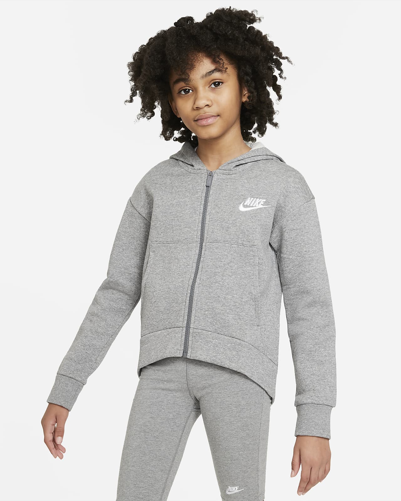 Nike Sportswear Club Fleece hettejakke til store barn (jente)
