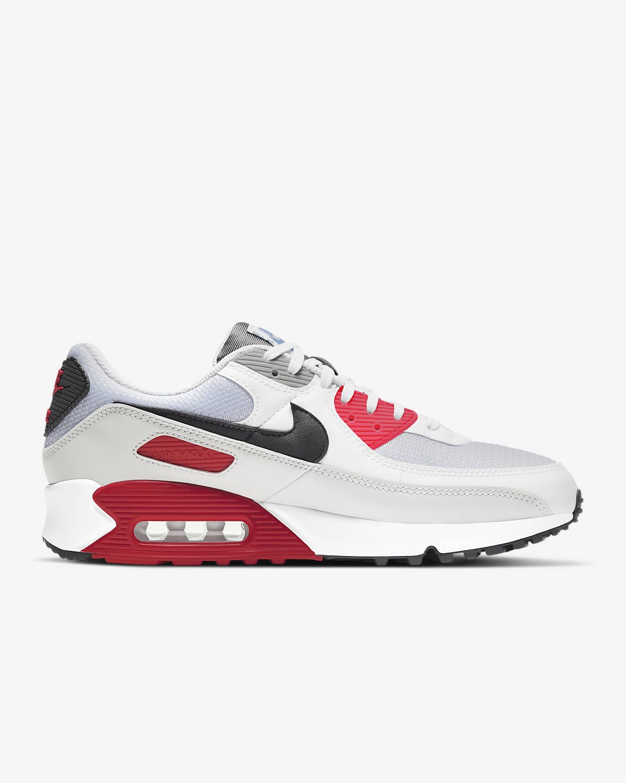 white and red nike air max 90