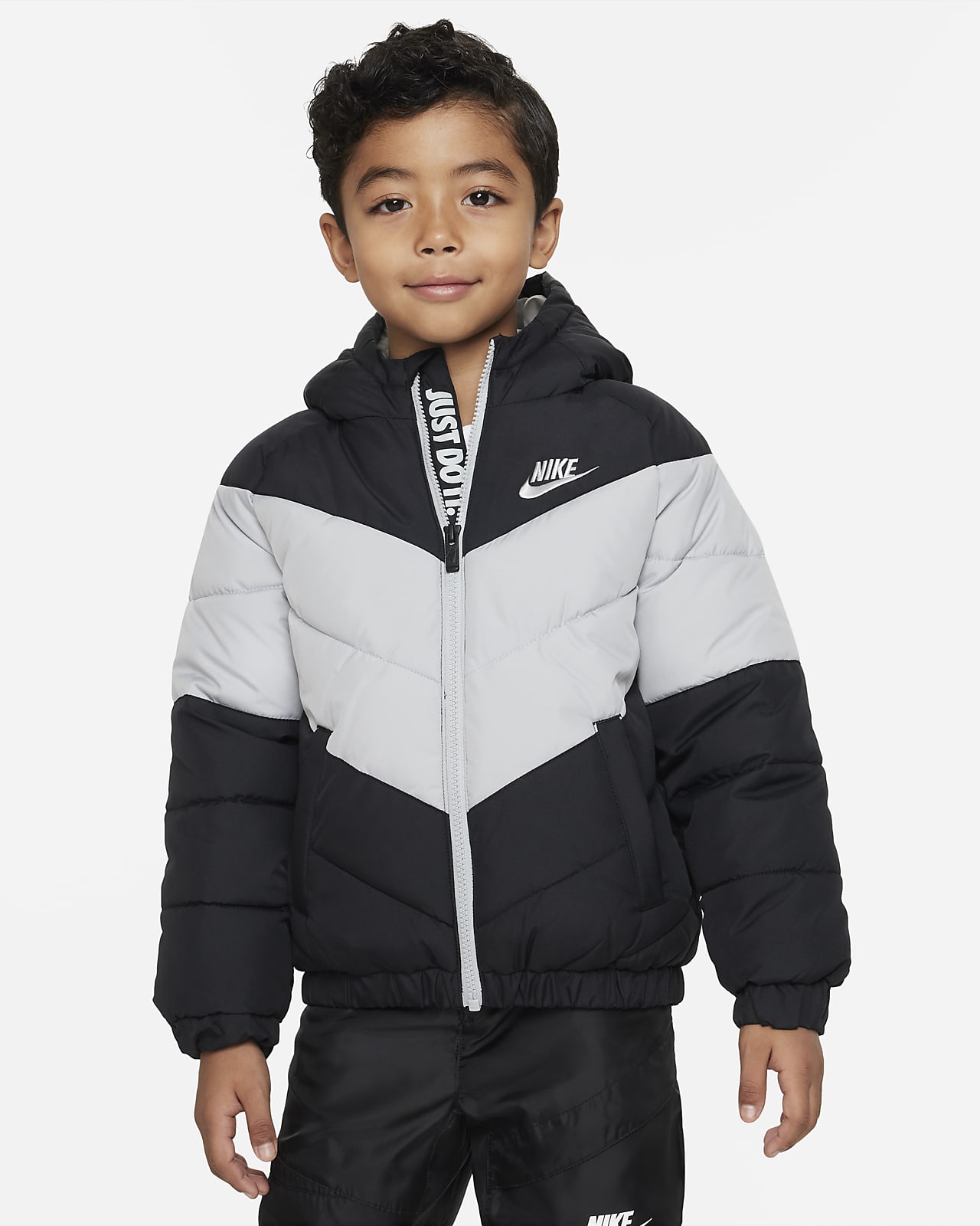 Nike Little Kids' Hooded Chevron Puffer Jacket