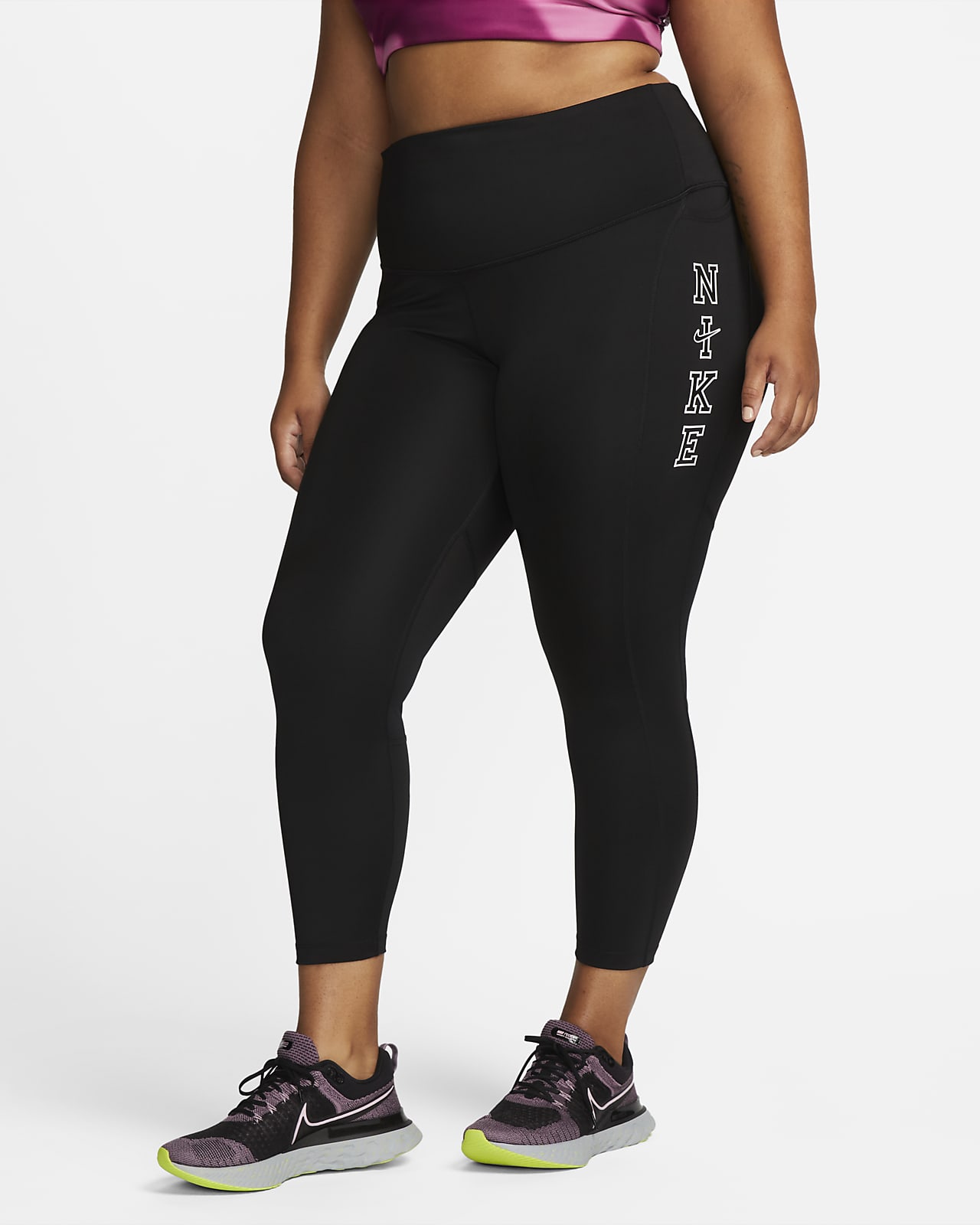 Nike Dri-FIT Epic Fast Hardlooplegging met halfhoge taille voor dames (Plus Size)