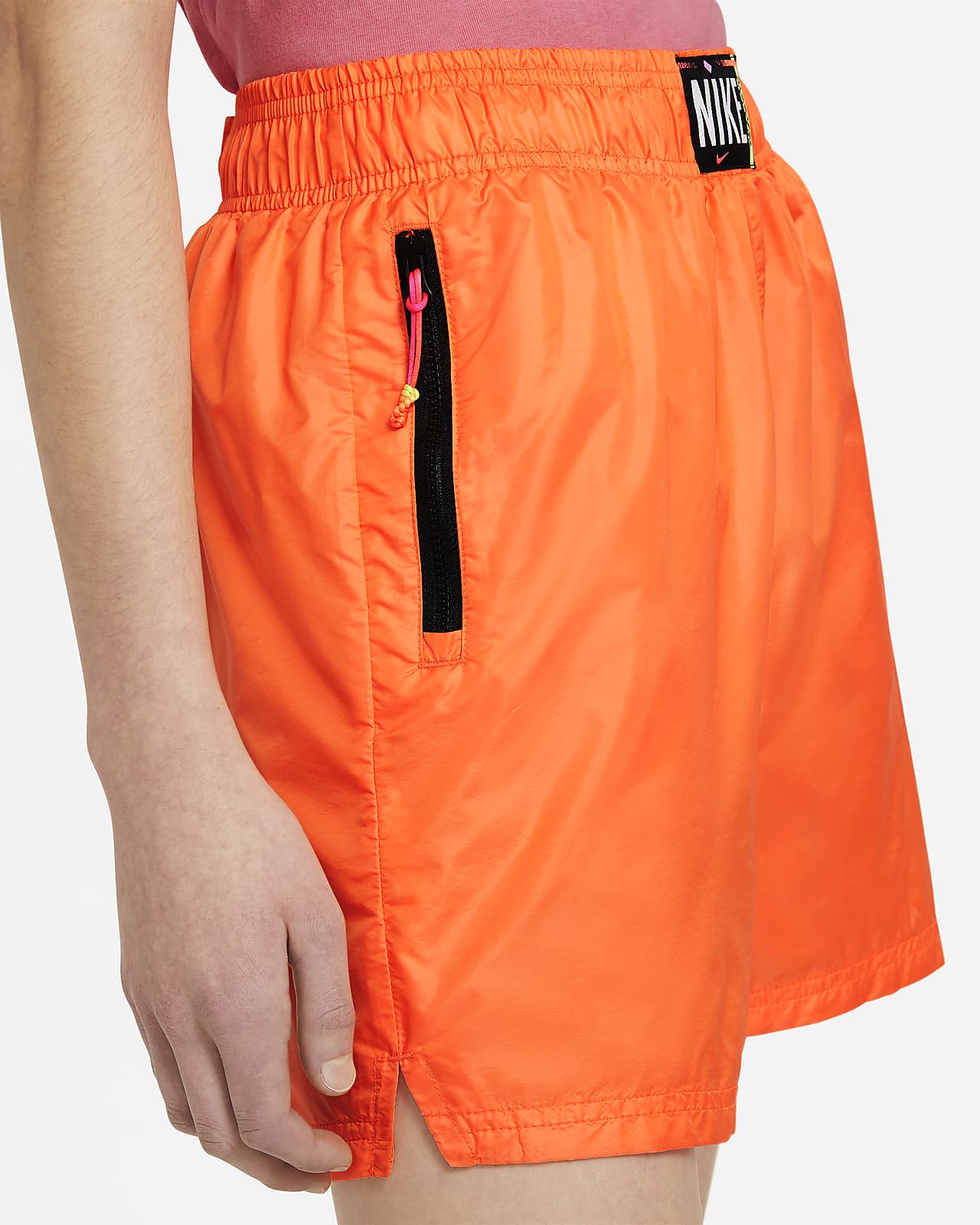 nike swoosh woven shorts orange