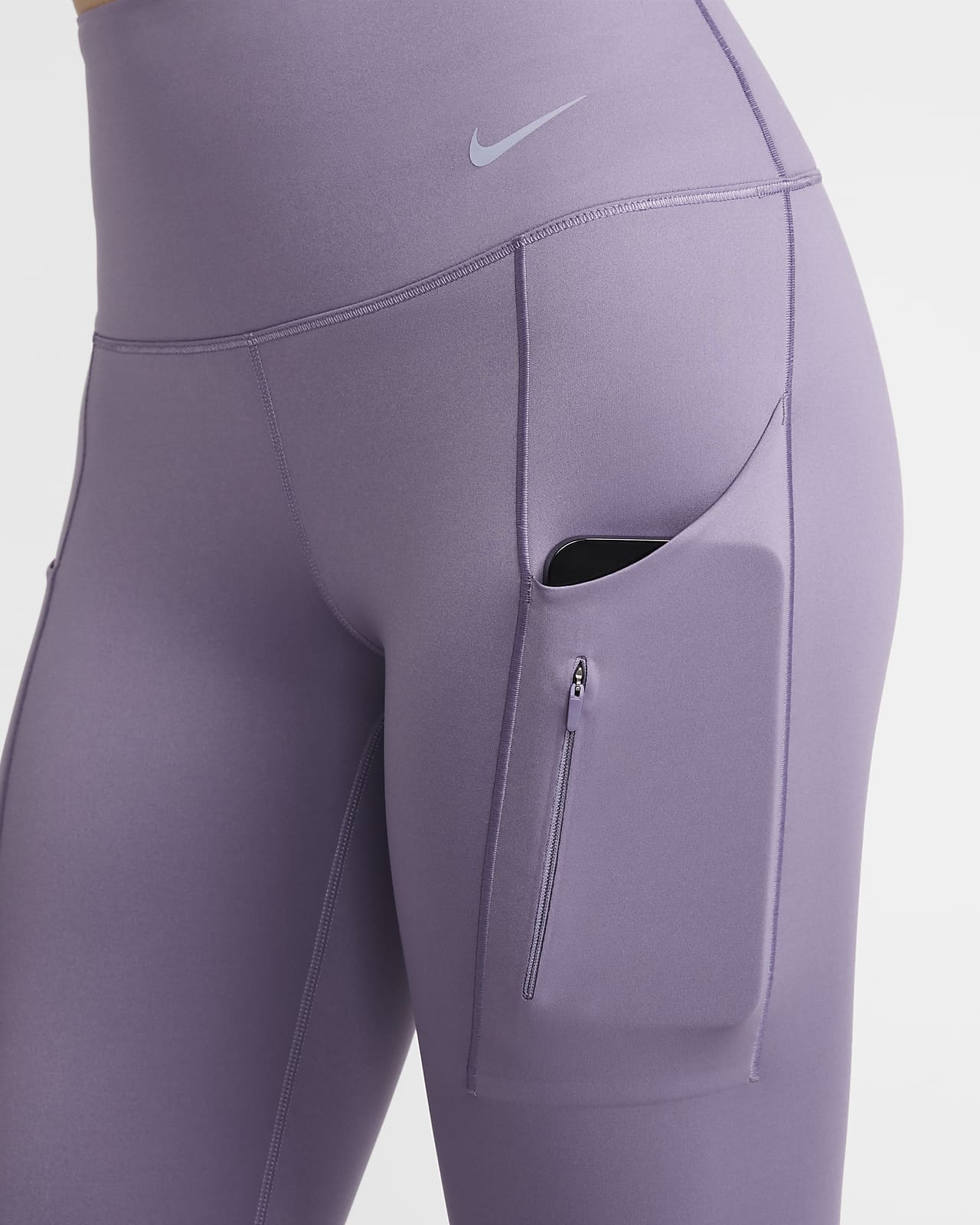 Women Nike Firm-Support High-Waisted 7/8 Leggings Pocket Purple
