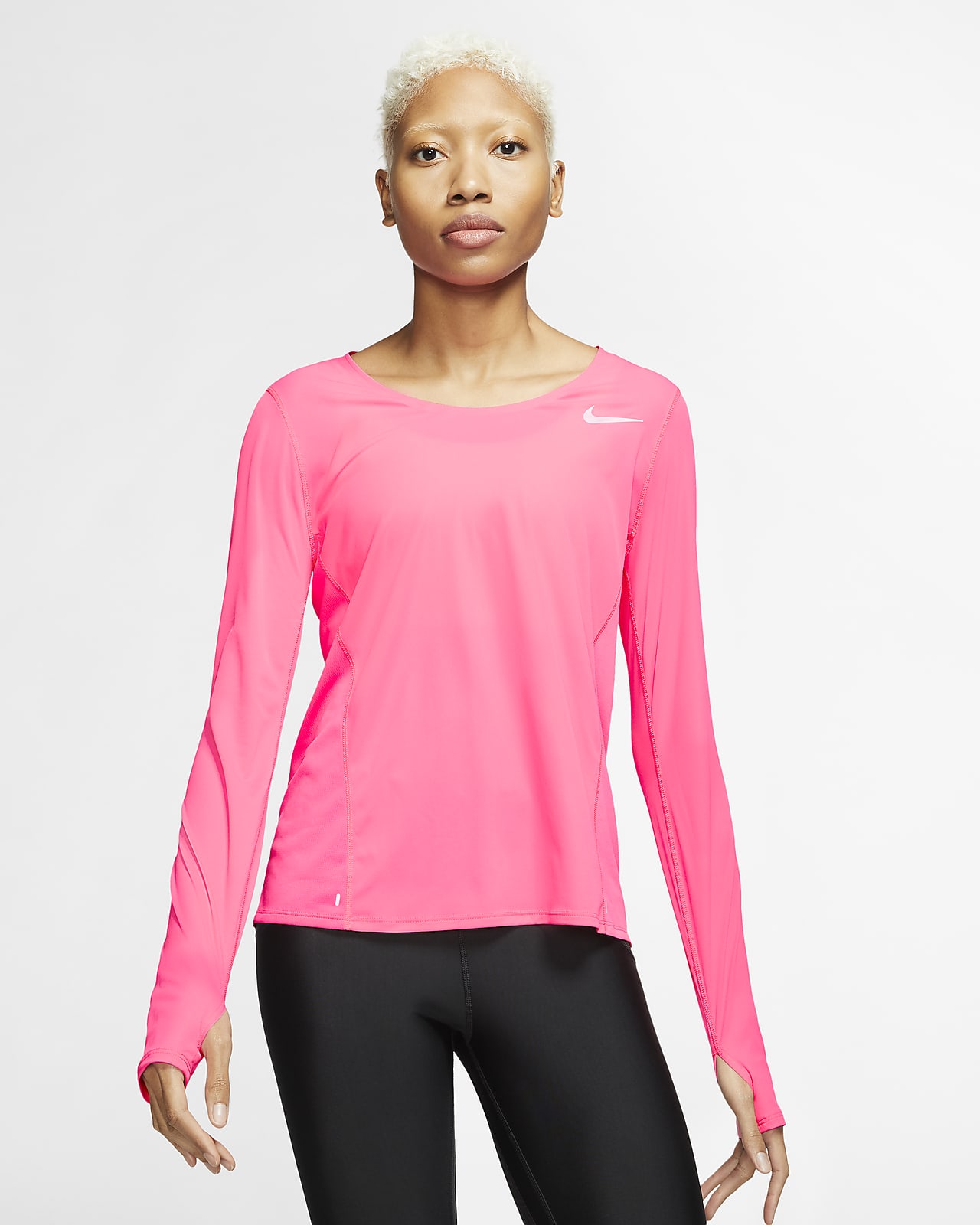 nike pink long sleeve running top