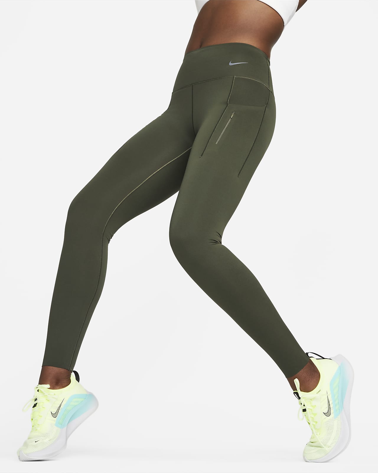 Nike Go Lange legging met halfhoge taille, complete ondersteuning en zakken  voor dames