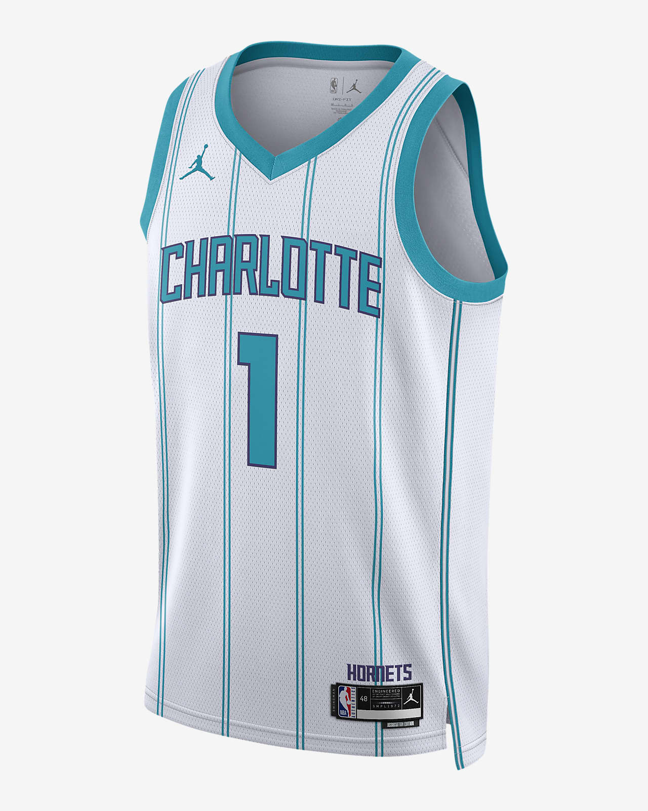 Nike Men's Charlotte Hornets LaMelo Ball #1 White Dri-Fit Swingman Jersey, XXL