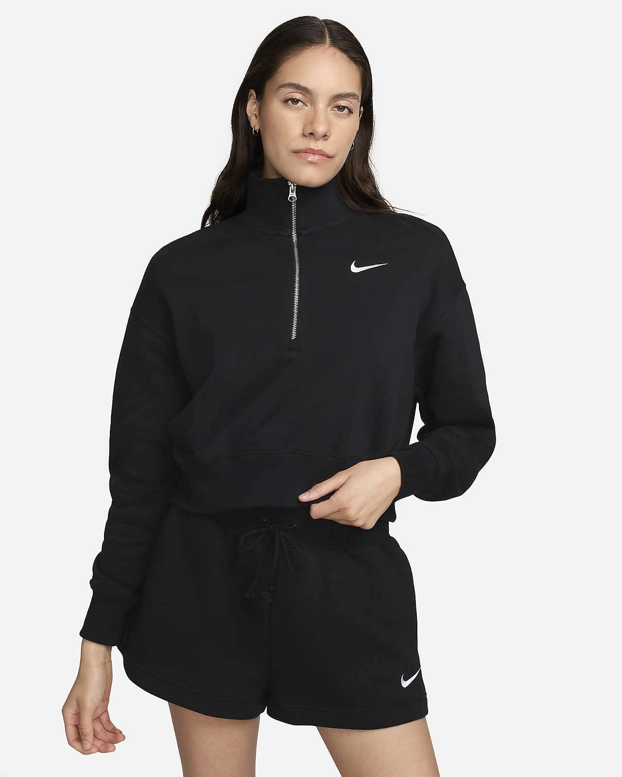 Sudadera de French Terry oversized cropped de cierre de 1/4 para mujer Nike Sportswear Phoenix Fleece