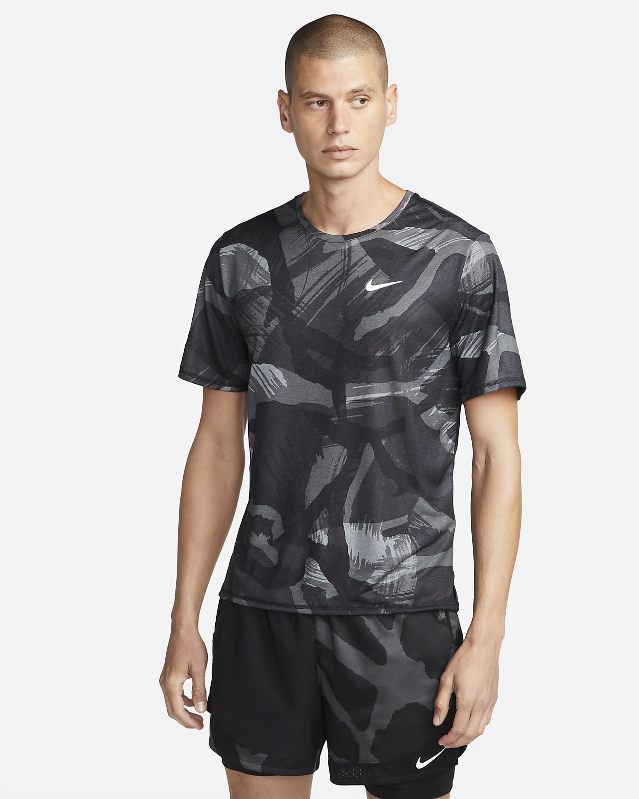 Nike Dri-FIT Miler 男款短袖迷彩跑步上衣