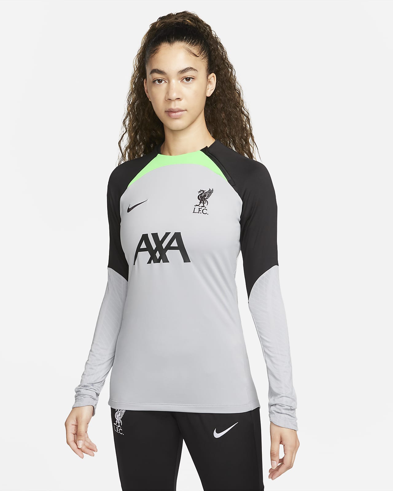 Liverpool FC Strike Nike Dri-FIT kerek nyakkivágású női futball-melegítőfelső