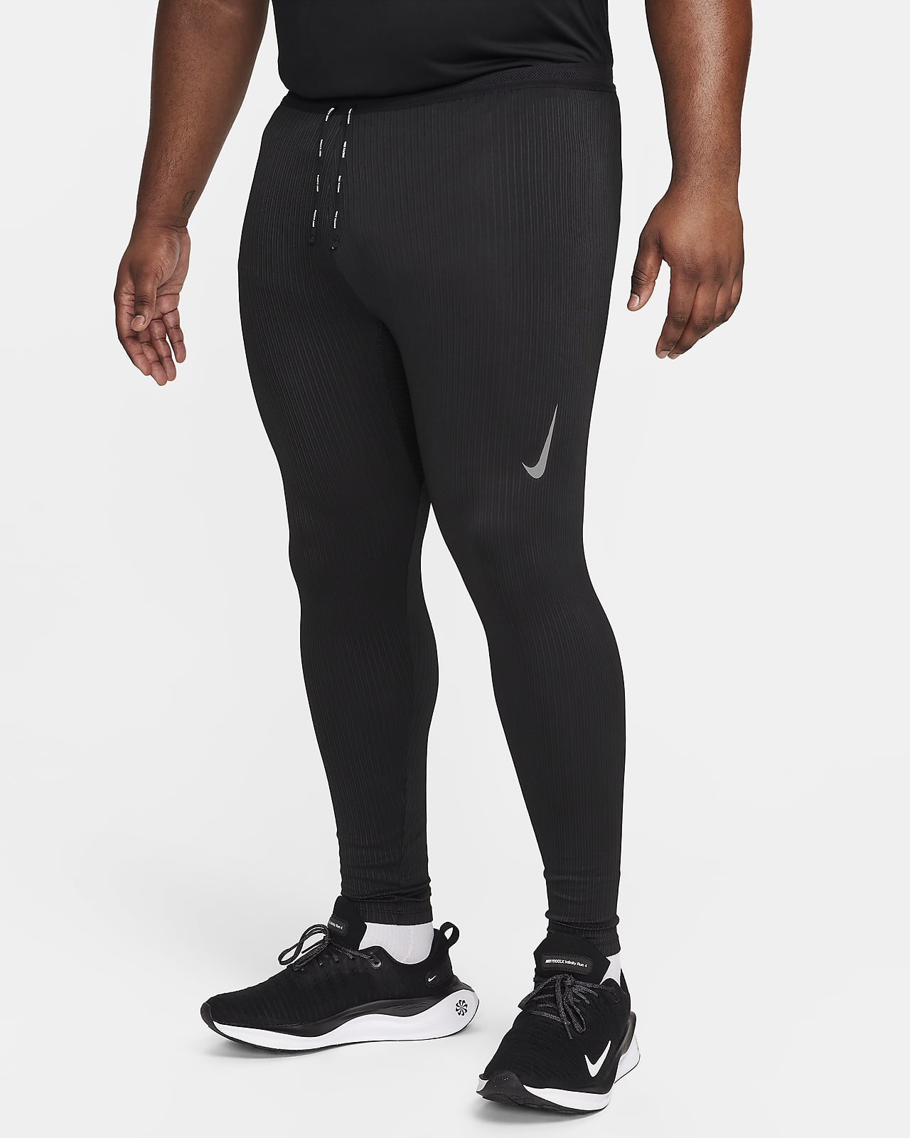 Nike Men's Power Tech Dri-Fit Reflective Running Tights - Black