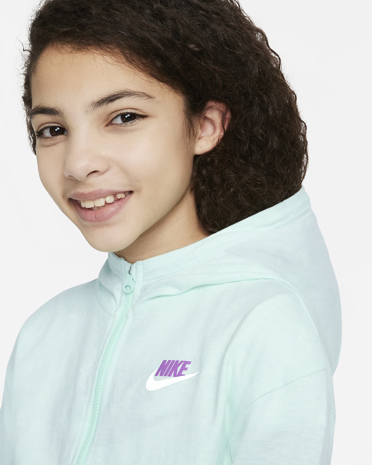 Sudadera con capucha de jersey de cierre completo para niña talla grande  Nike Sportswear. Nike.com