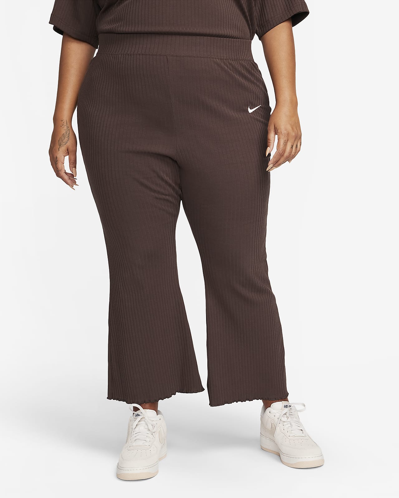 Pants de tejido de canalé de tiro alto para mujer Nike Sportswear (talla  grande)