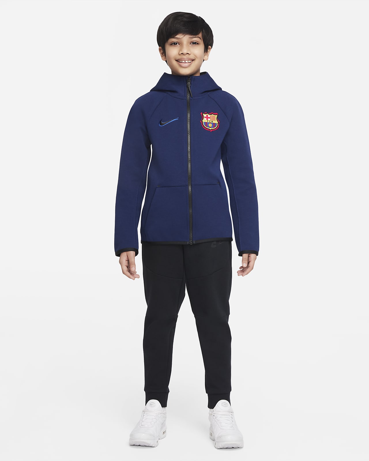 Felpa con cappuccio e zip a tutta lunghezza F.C. Barcelona Tech Fleece  Windrunner - Ragazzi. Nike IT