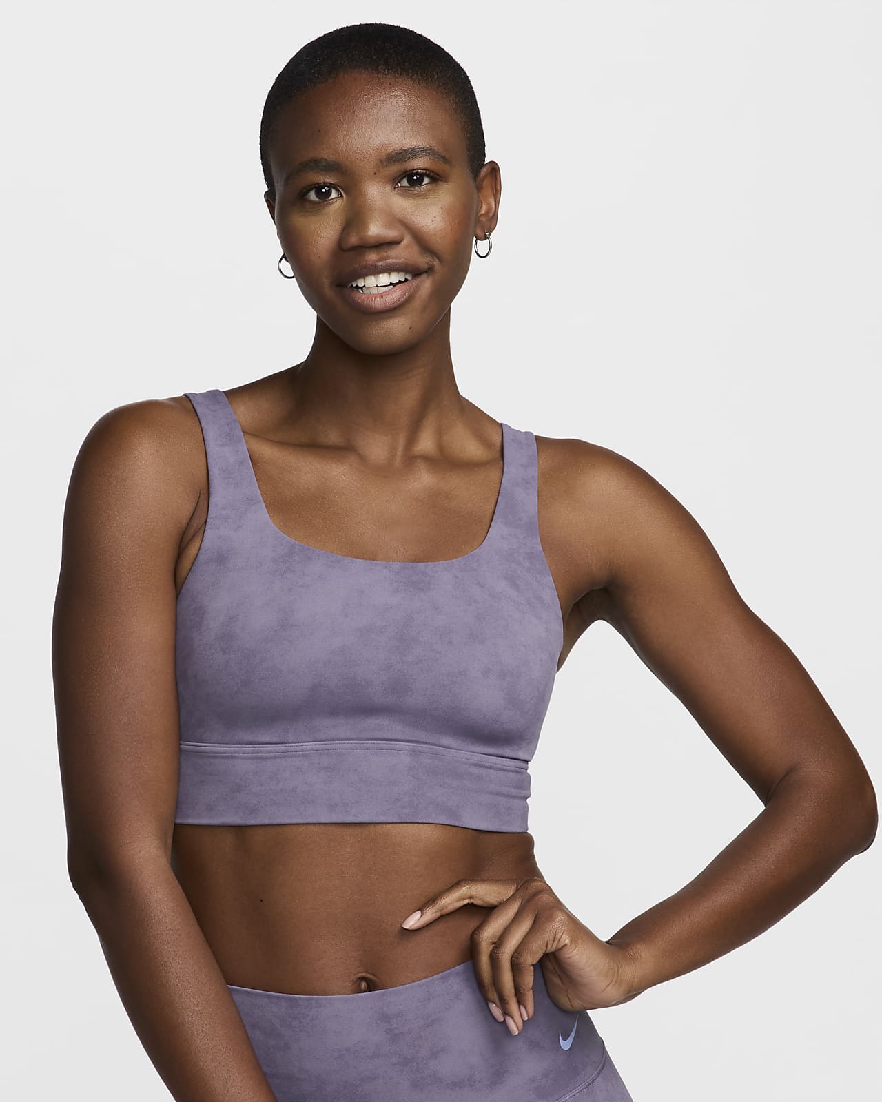 Nike Dri Fit Purple Tie Dye Athletic Compression Sports Bra Women