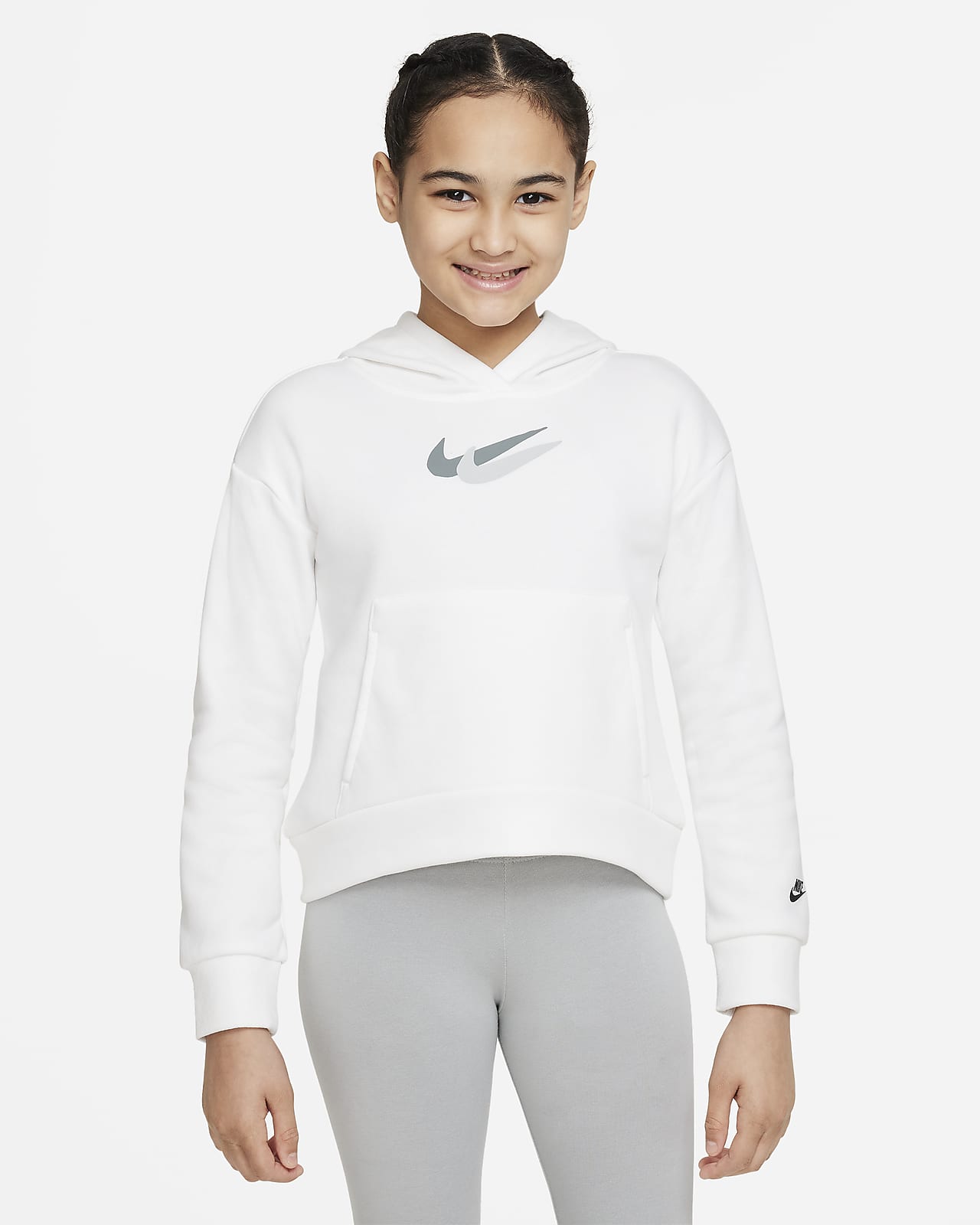 Nike Sportswear-hættetrøje i fleece til større børn (piger)