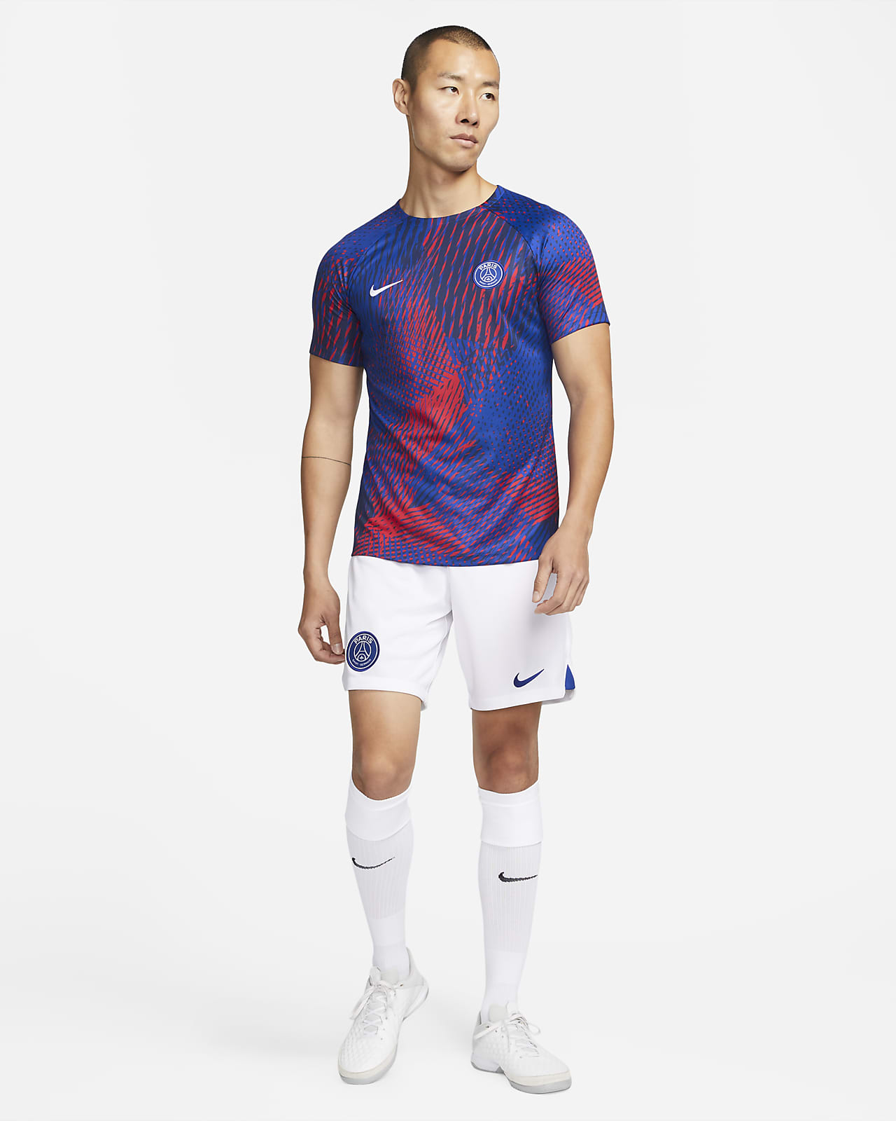 Paris Saint-Germain Academy Pro Men's Nike Dri-FIT Pre-Match Soccer Top.