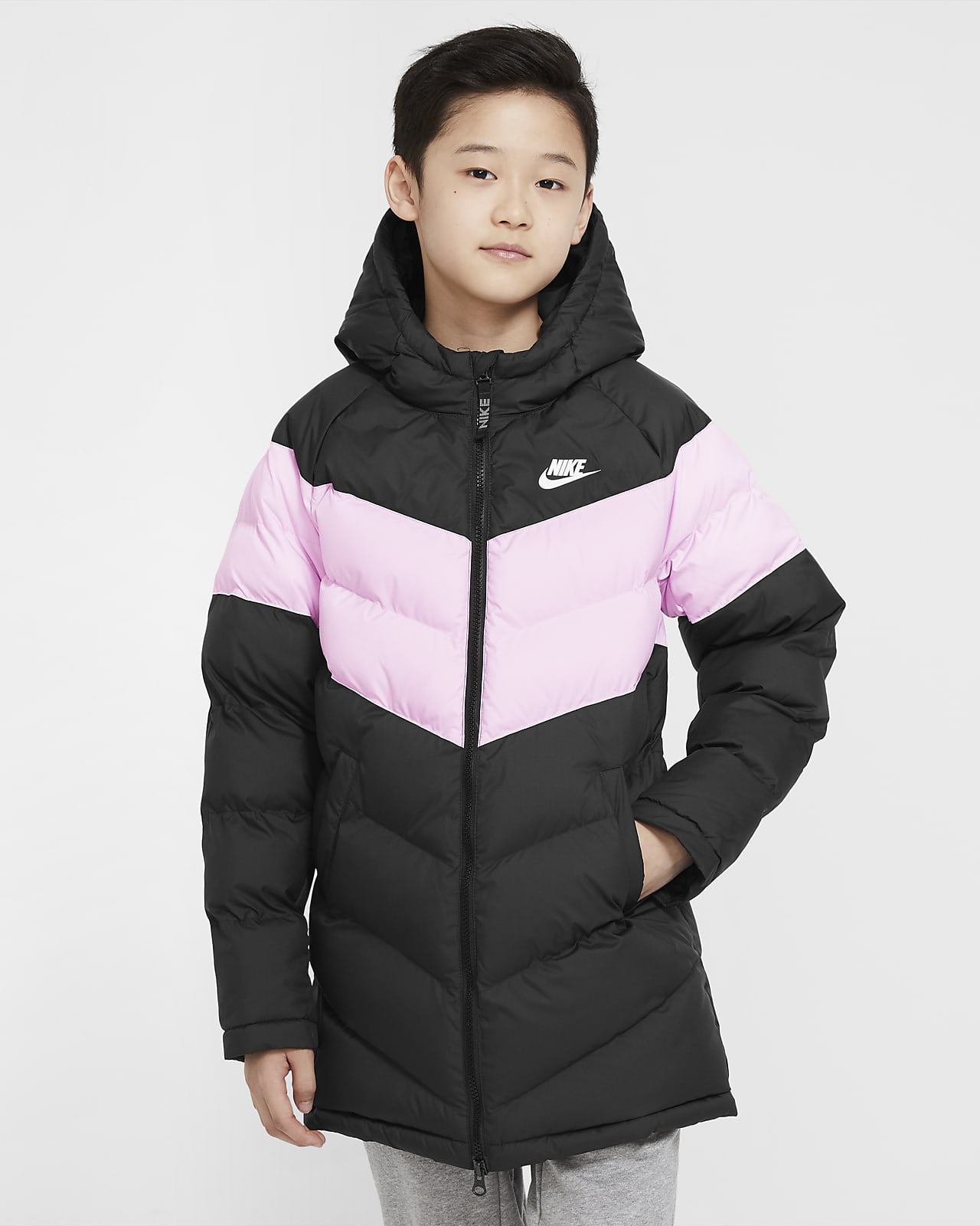 Ekstra lang Nike Sportswear-jakke med syntetisk til store børn. Nike DK