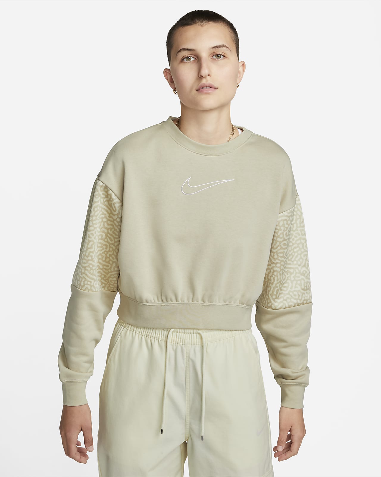 nike women's fleece cropped crew