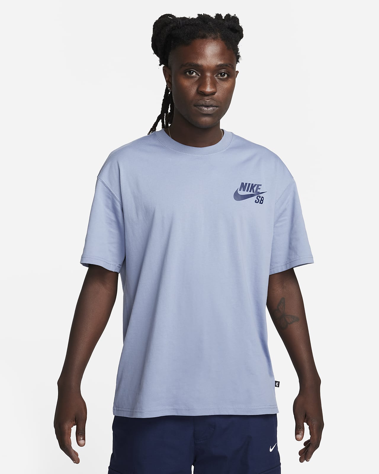 Men's Nike T-Shirt Air Max Logo T-Shirt Top Tee - White Black Blue