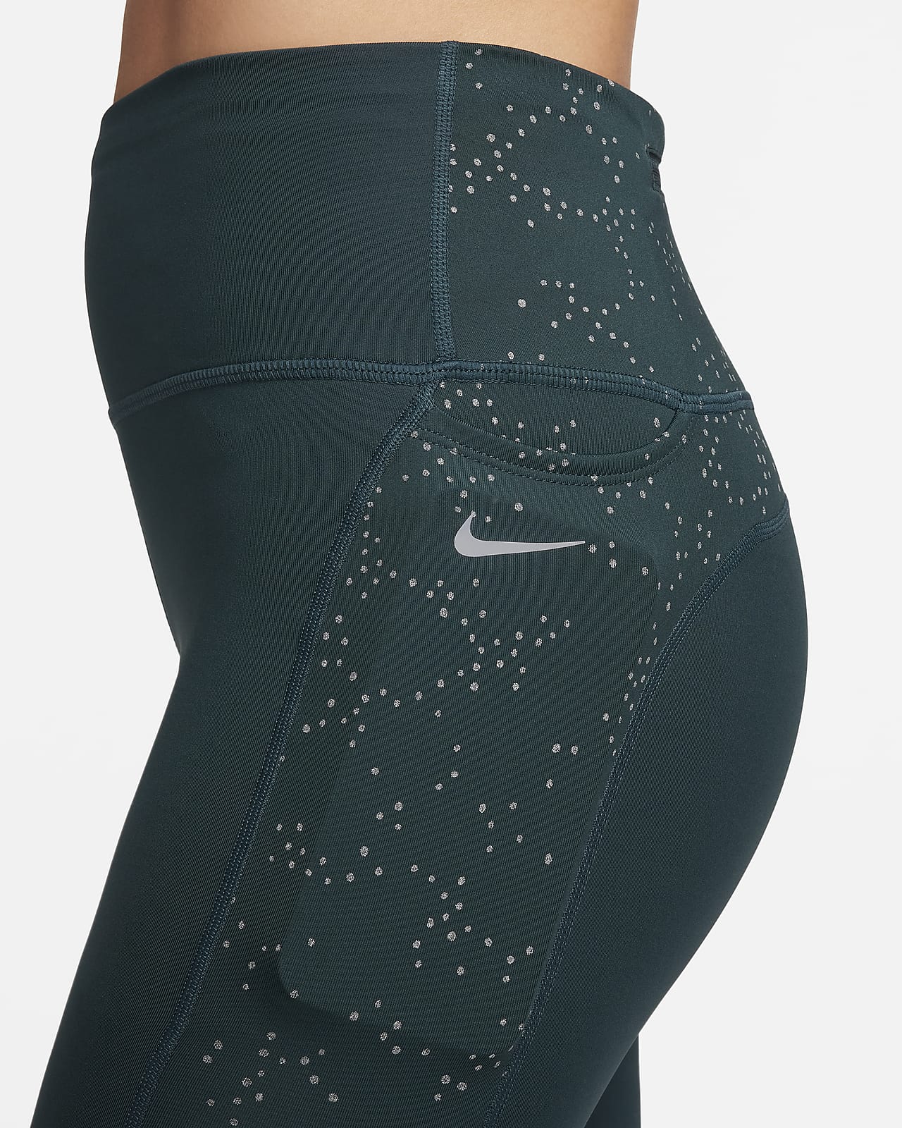  Nike Womens 7/8 Colorblock Crop Running Tights Black