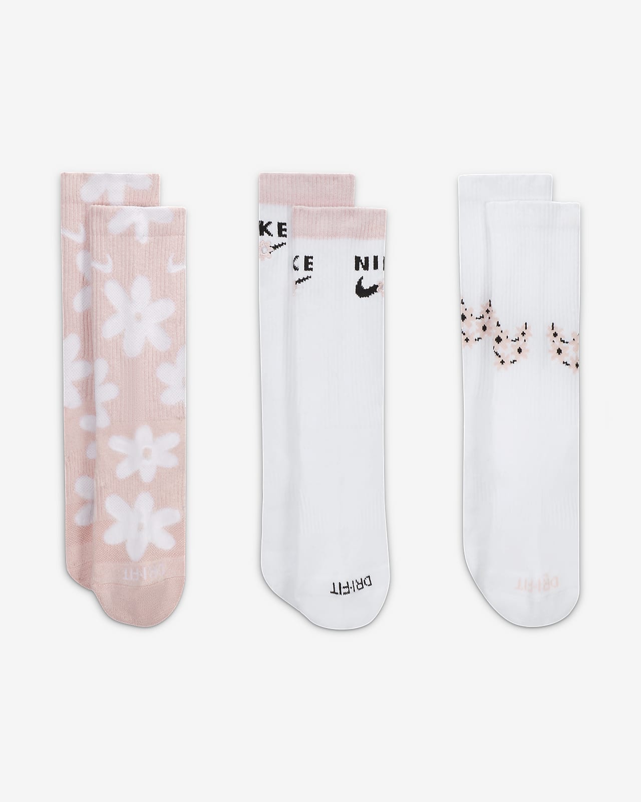 Детские носки до середины голени с амортизацией Nike Everyday Plus (3  пары). Nike RU