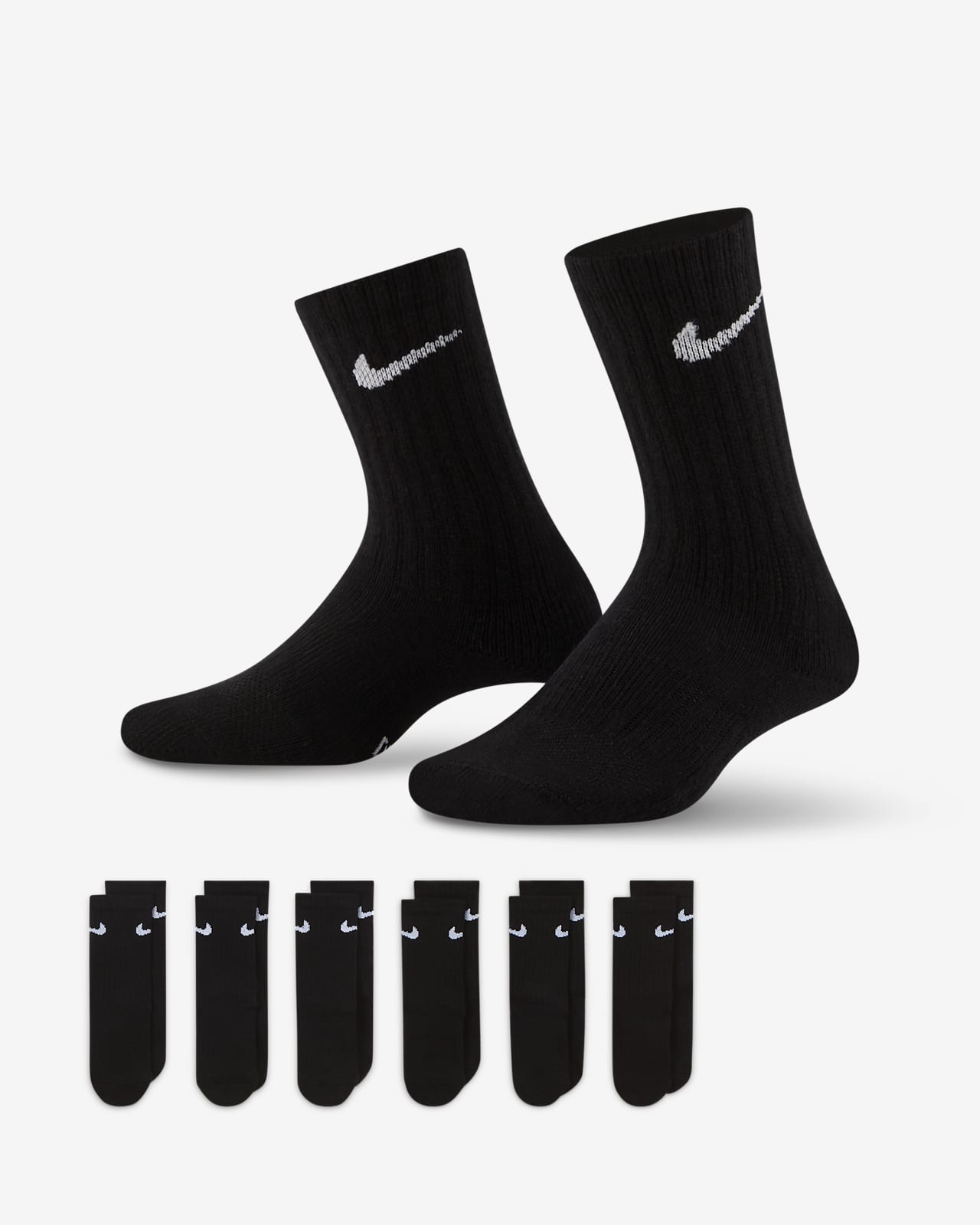 Nike Dri-FIT Performance Basics Little Kids' Crew Socks (6 Pairs).