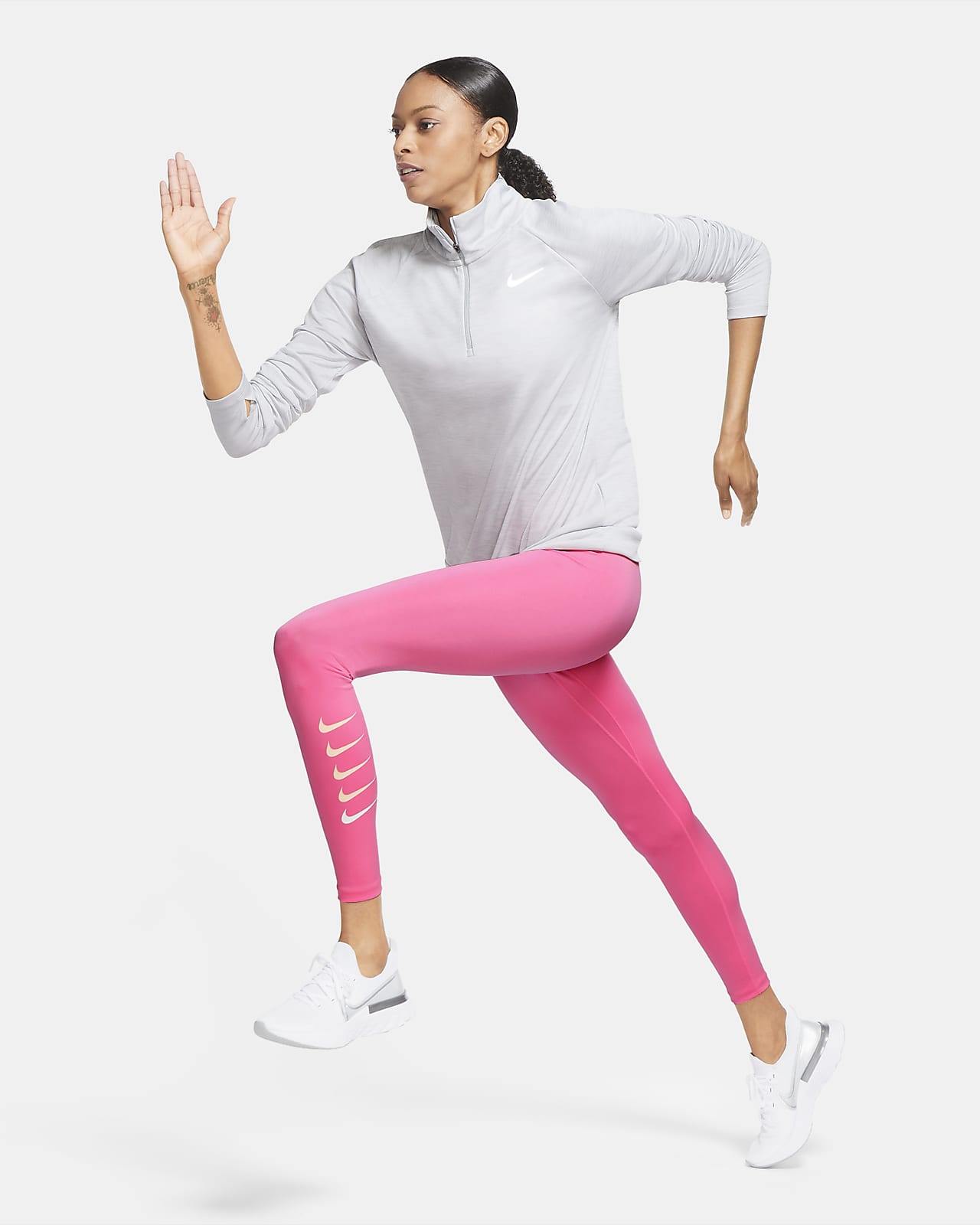 pink nike swoosh leggings
