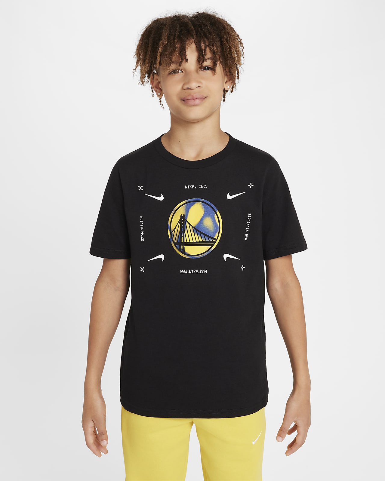 T-shirt NBA Nike com logótipo Golden State Warriors Júnior (Rapaz)