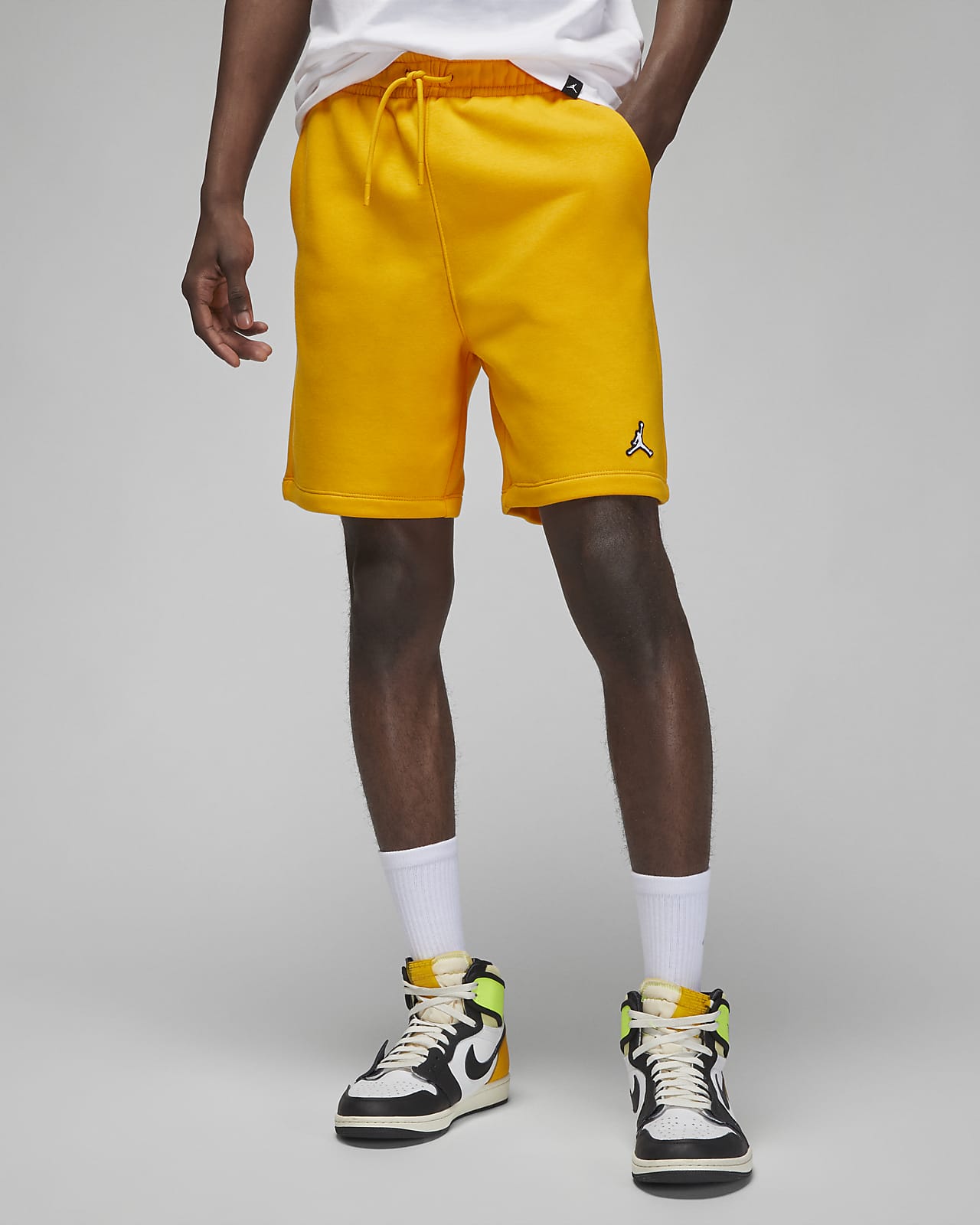 nike yellow fleece shorts