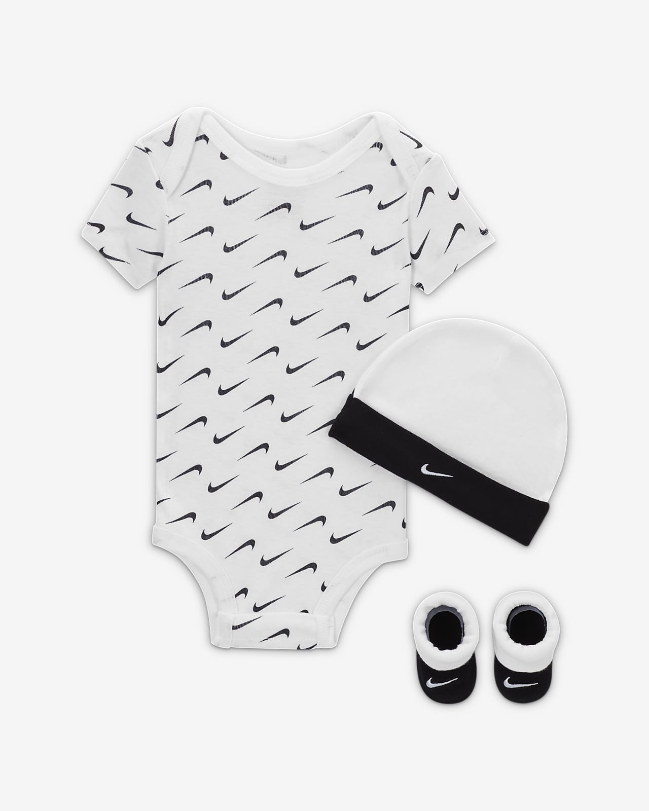 Conjunto de body de 3 piezas para bebé Nike Baby 3-Piece Swoosh Boxed Set