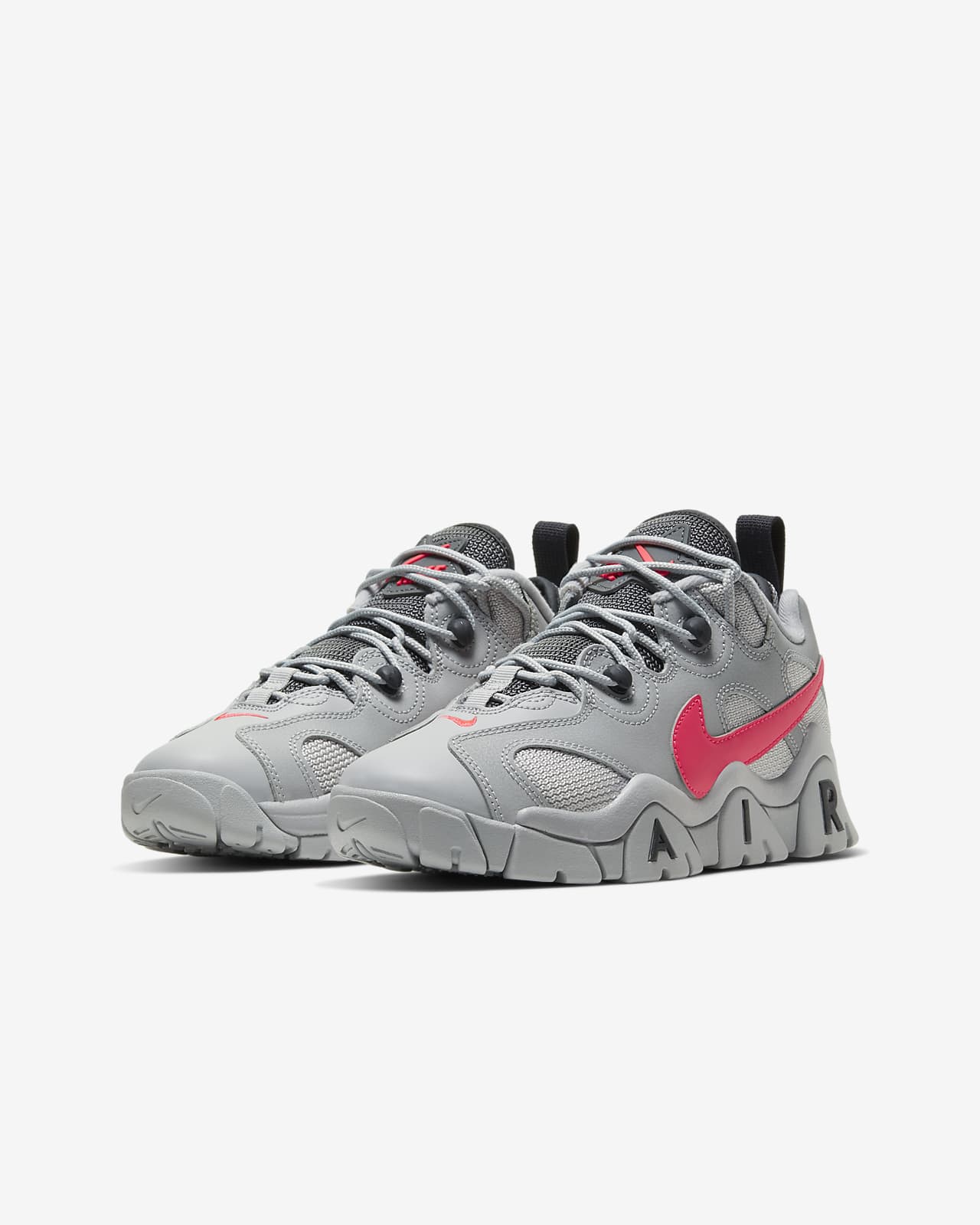 nike air barrage low grey and pink